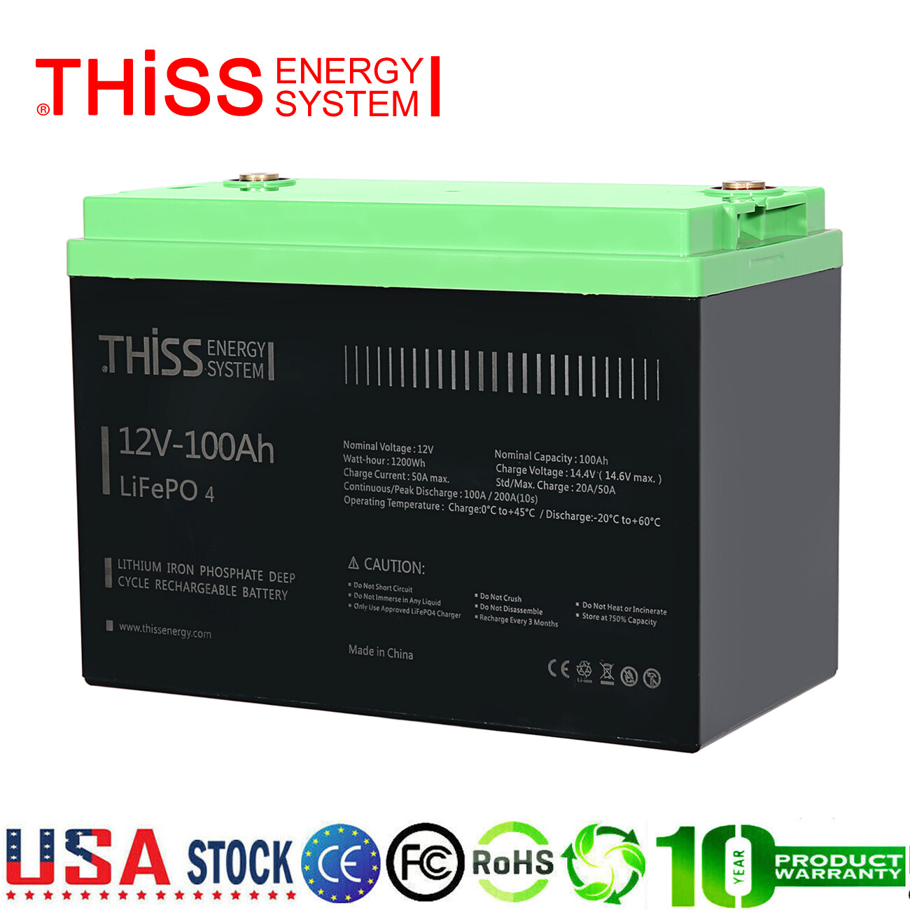 12V 50Ah 100Ah Lithium Battery LiFePO4 Rechargeable 3000+ Deep Cycle BMS Home RV