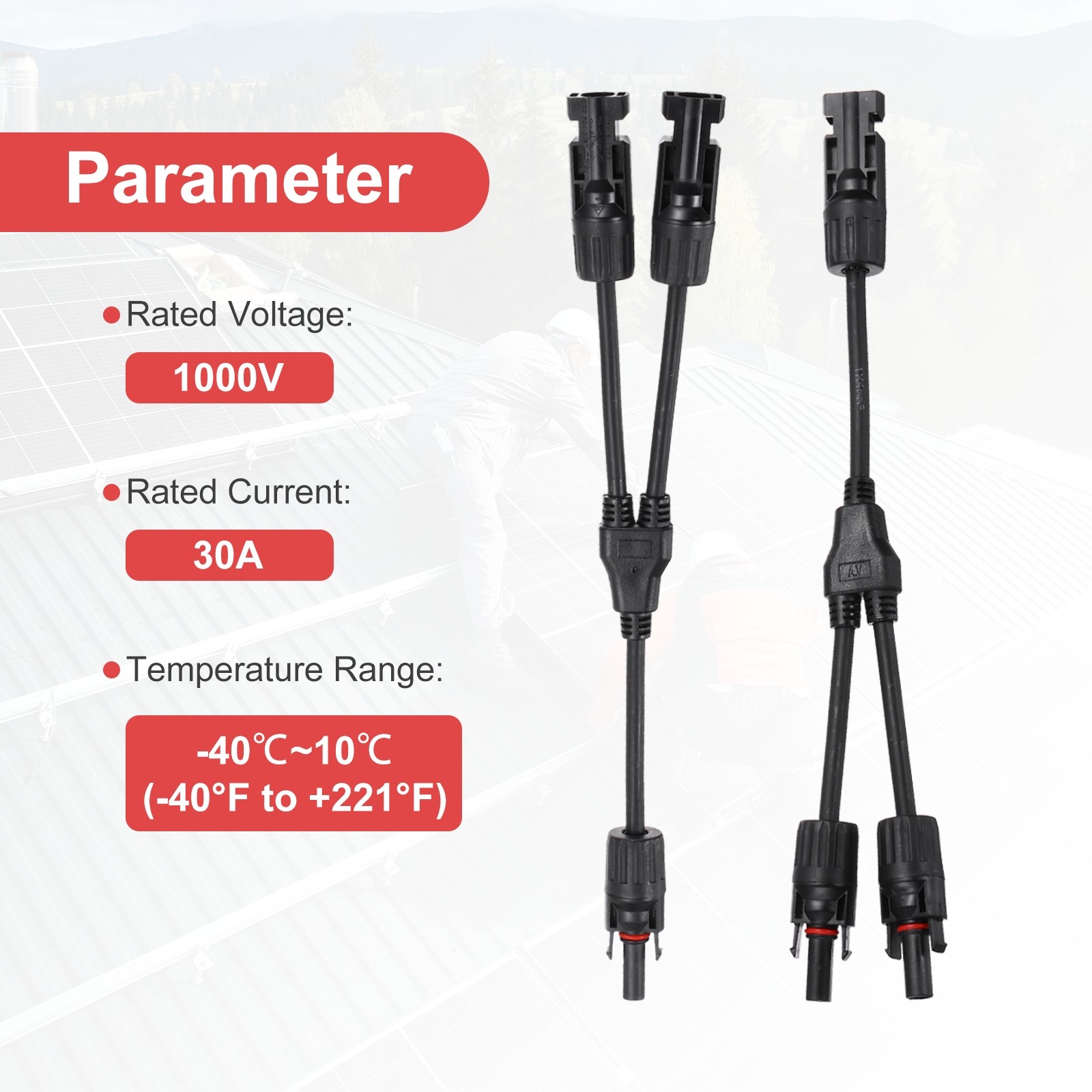Solar Panel Connector Y Branch 2 to 1 Parallel Solar Panel Splitter 2 Way