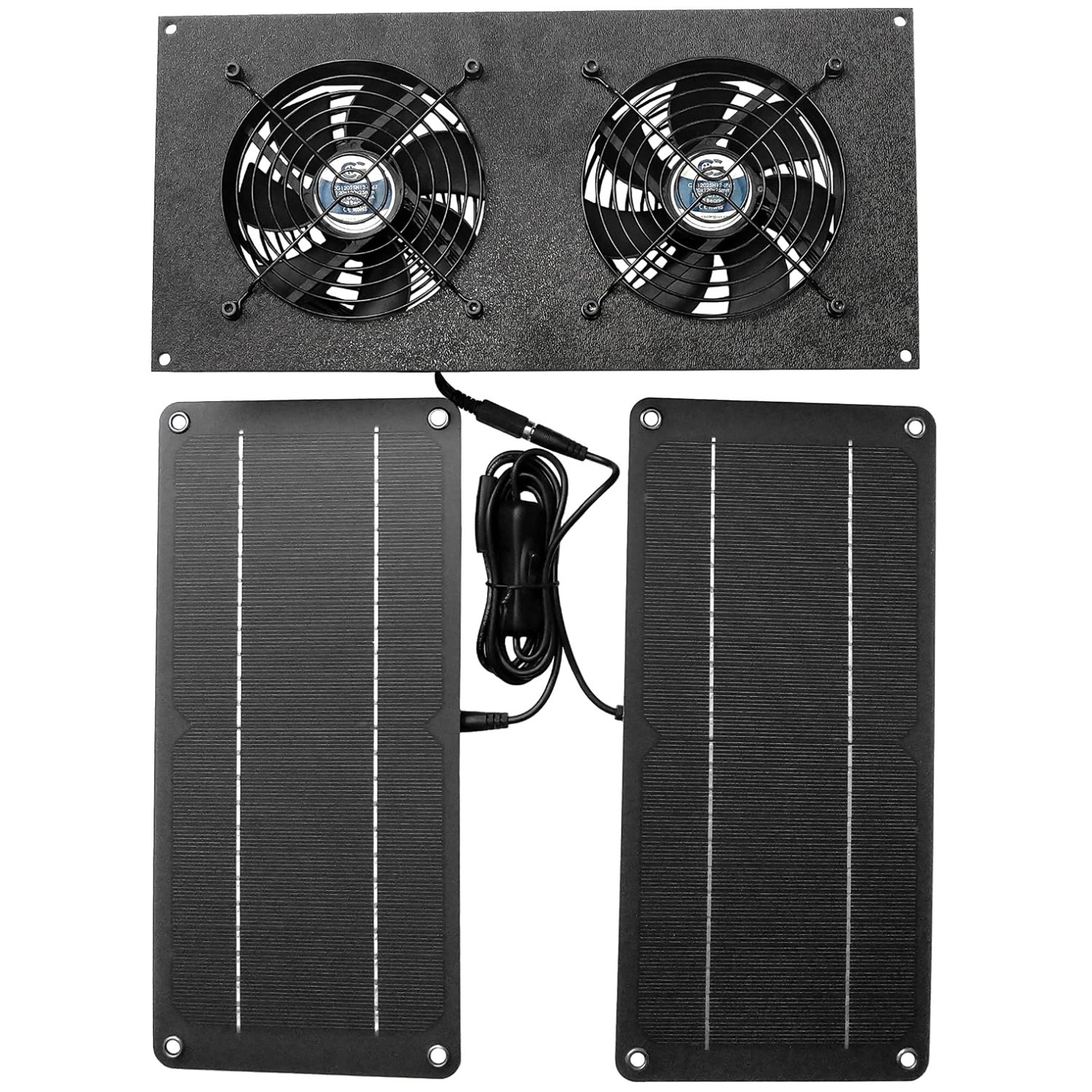 Solar Powered Dual Fan Kit for Coops, Greenhouses, Sheds