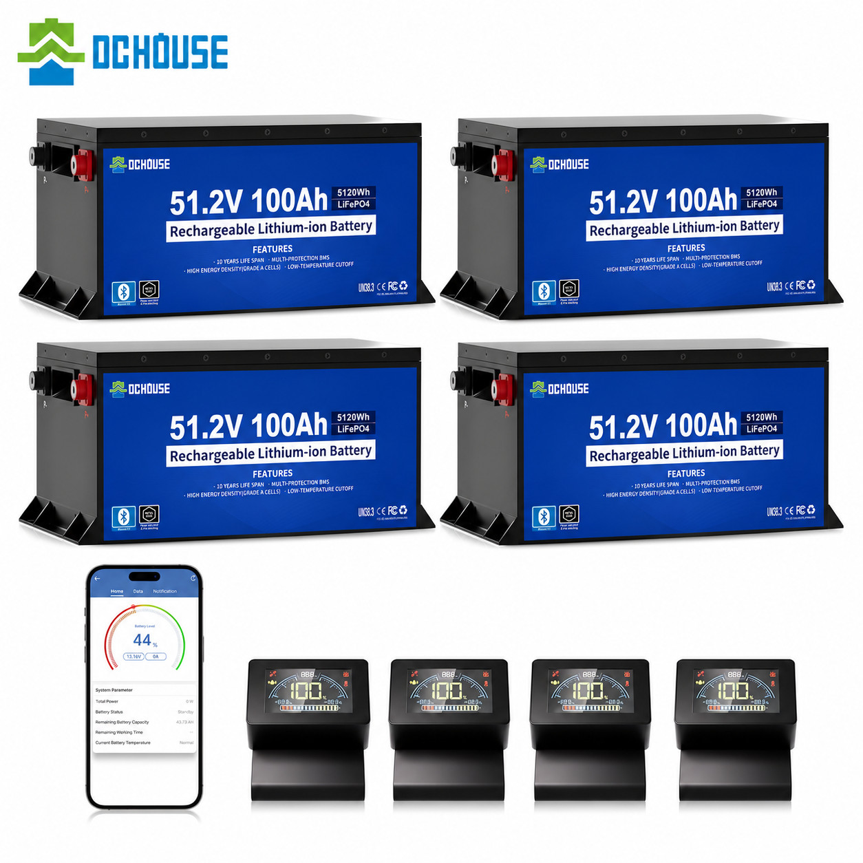DC HOUSE Metal Case 48V 100Ah Golf Cart LiFePO4 Battery Bluetooth Club Car EZGO