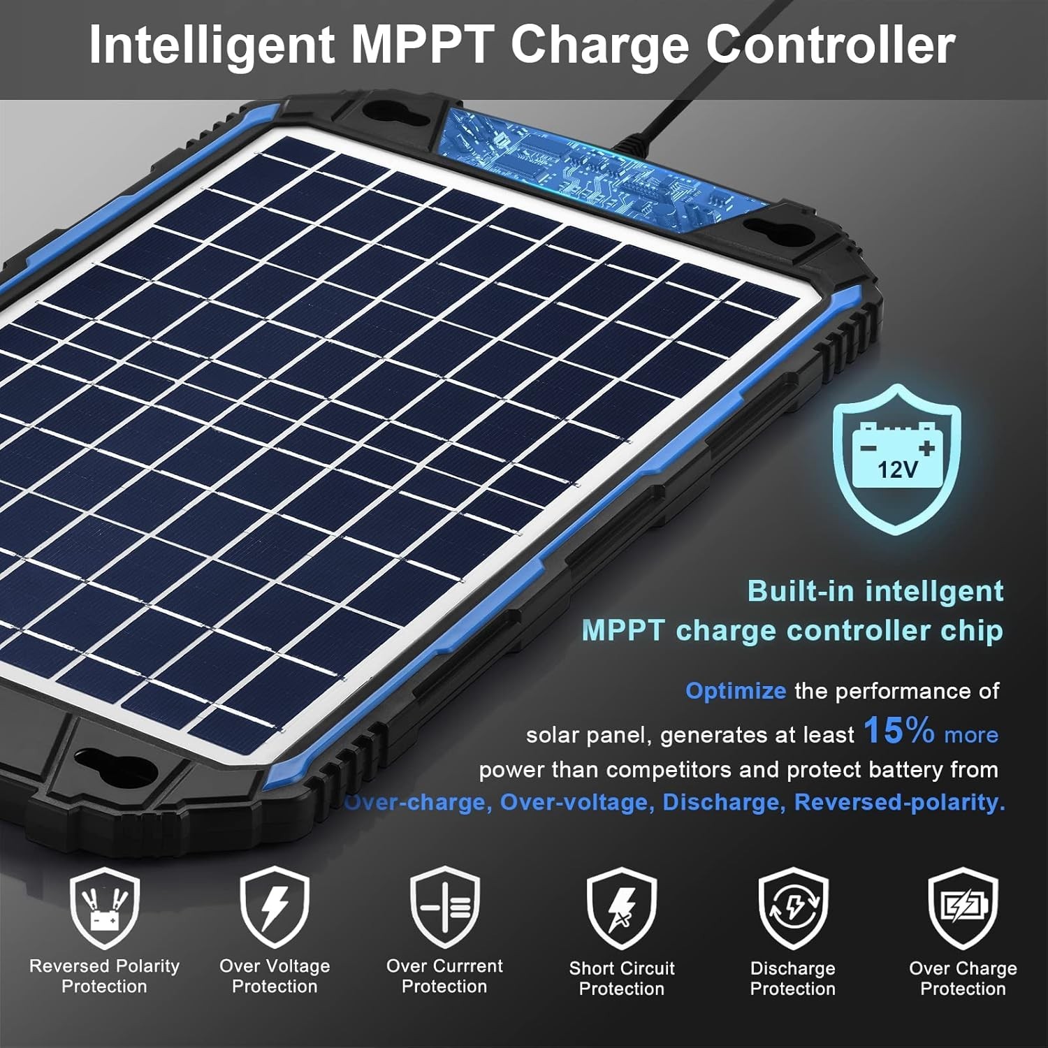 10W 12V Solar Battery Panel Charger & Maintainer for Car Boat Marine RV Trailer
