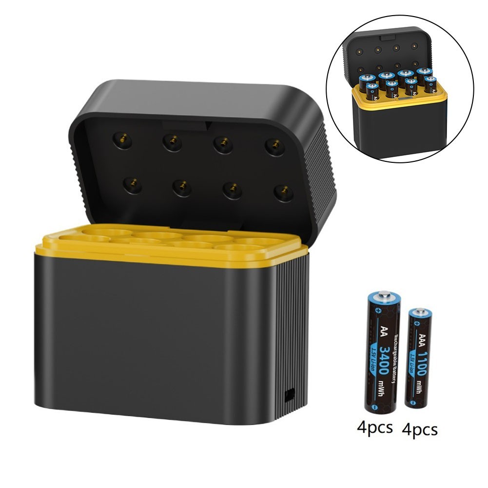 Eight Slot Lithium Battery Charger with LED Indicator and Modern Type C Port