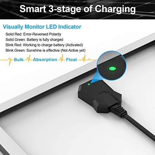 12V Waterproof Solar Battery Trickle Charger & Maintainer – 30 BC-30W Mono