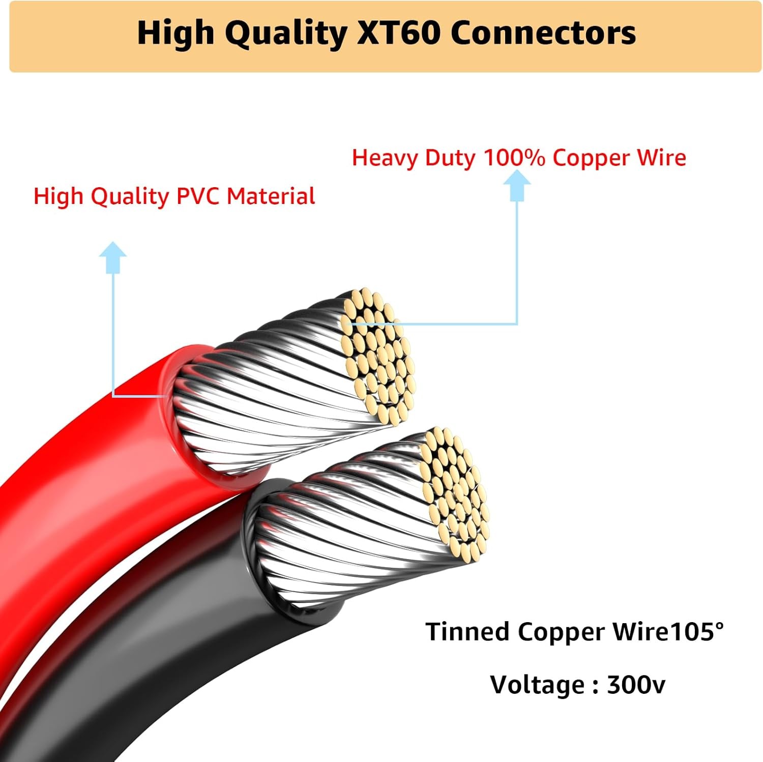 16 AWG XT60 Female to Solar Connector Solar Panel Extension Charging Cable