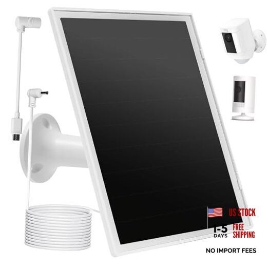 Solar Panel Charger for Ring Camera, Compatible with Ri ng Stick Up White-1Pack
