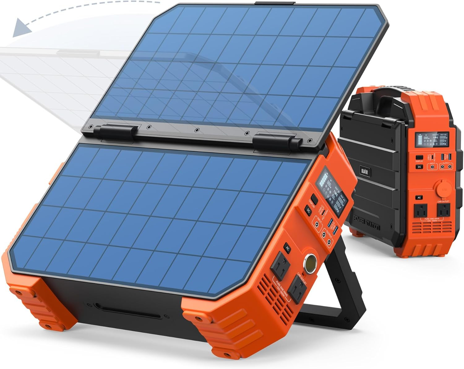 Portable Power Station 1600W (Peak 3200W), Built-In Solar Panel, 1024Wh Lifepo4
