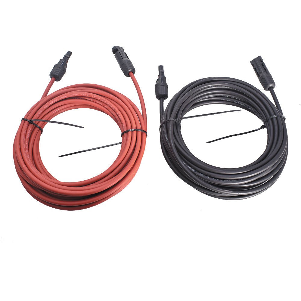 1Pair 30ft Black + Red 12AWG Solar Panel Extension Cable Wire Connector