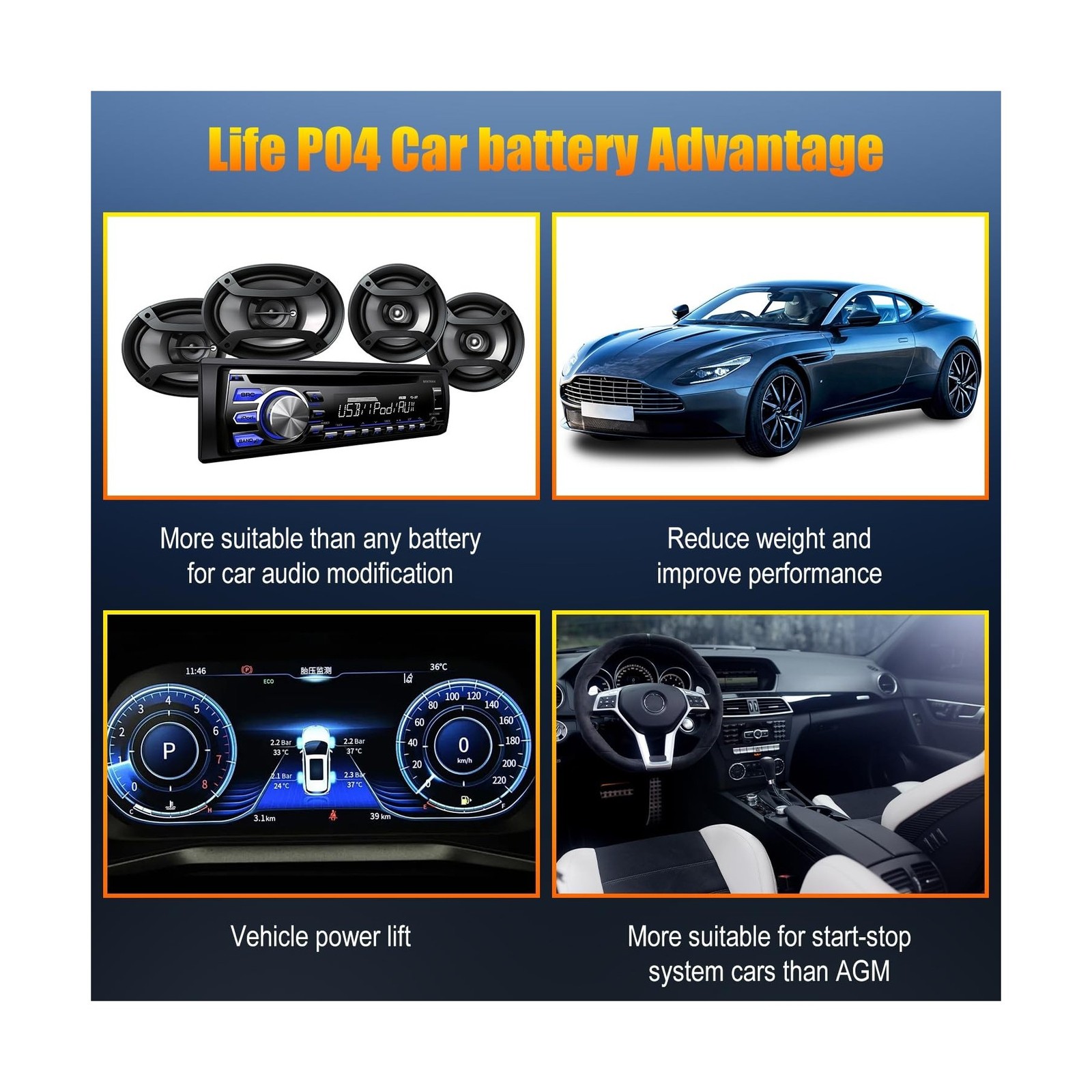 TPE Car Start Stop System BCI Group26 LiFePO4 Lithium-ion Battery 12.8V 800A …