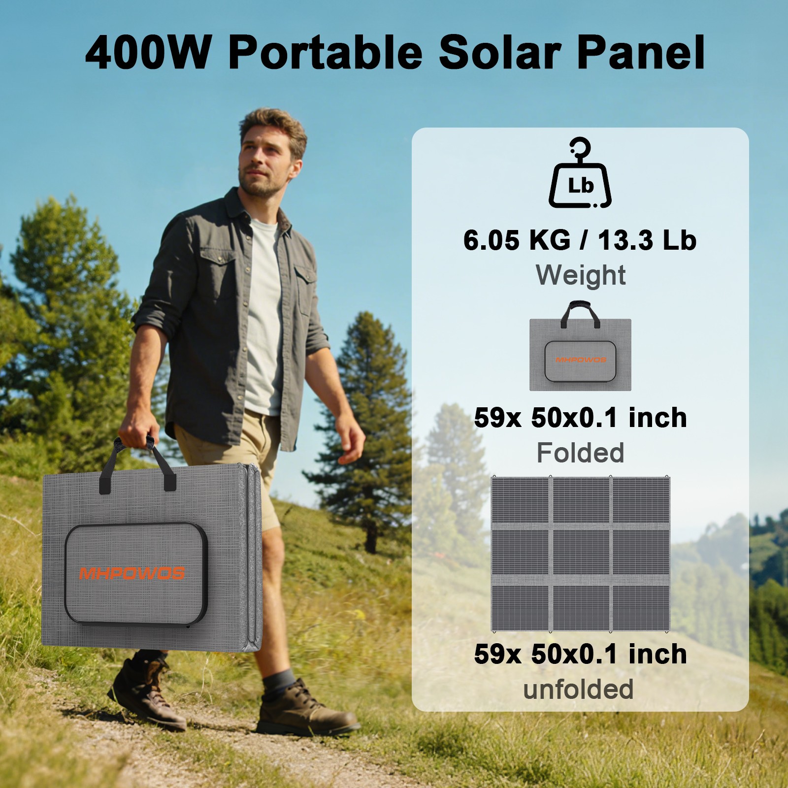 Mhpowos 400W solar panel Portable Foldable for Camper Camping solar powerstation