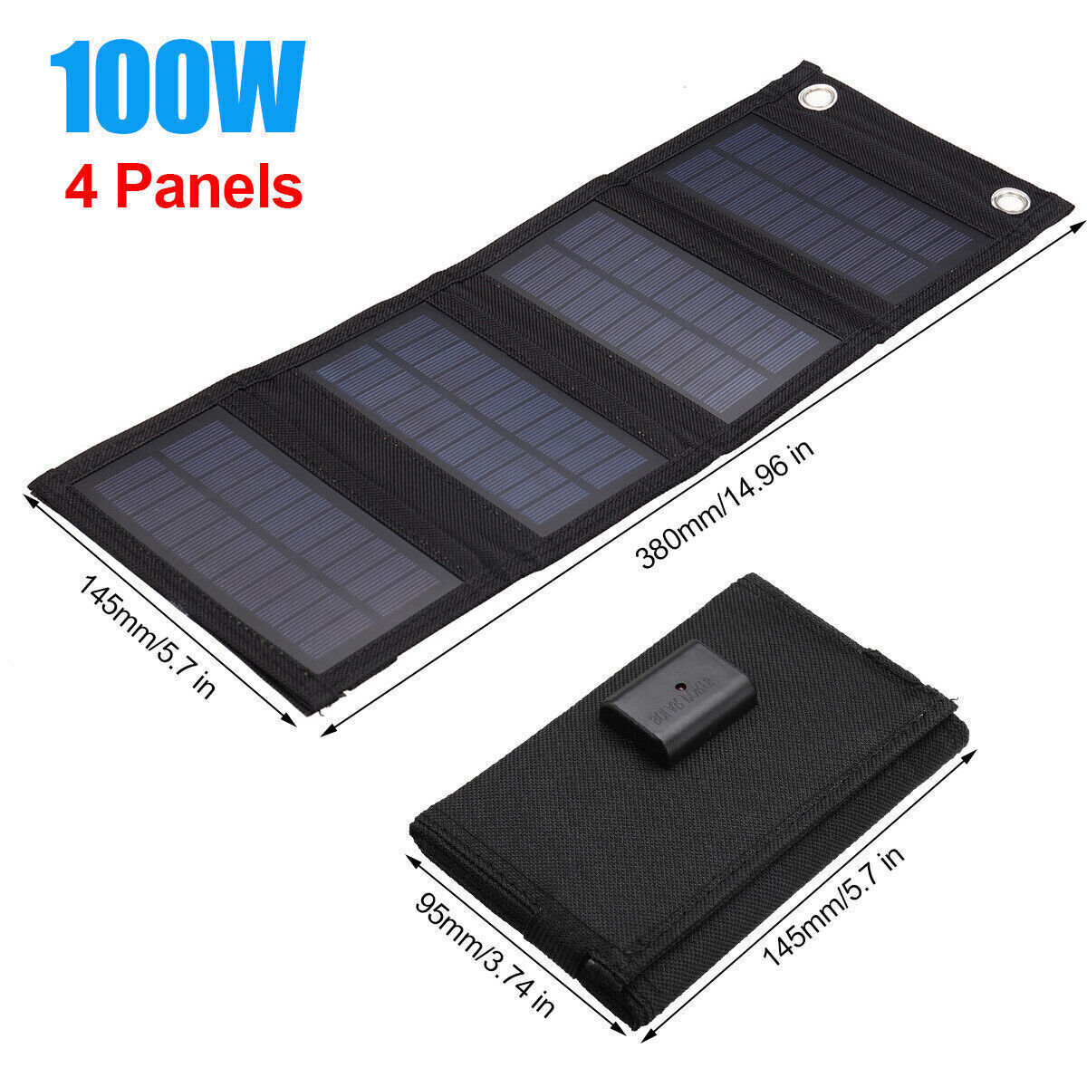 100 – 300W Solar Panel Folding Power Bank Outdoor Camping Phone Battery Charger