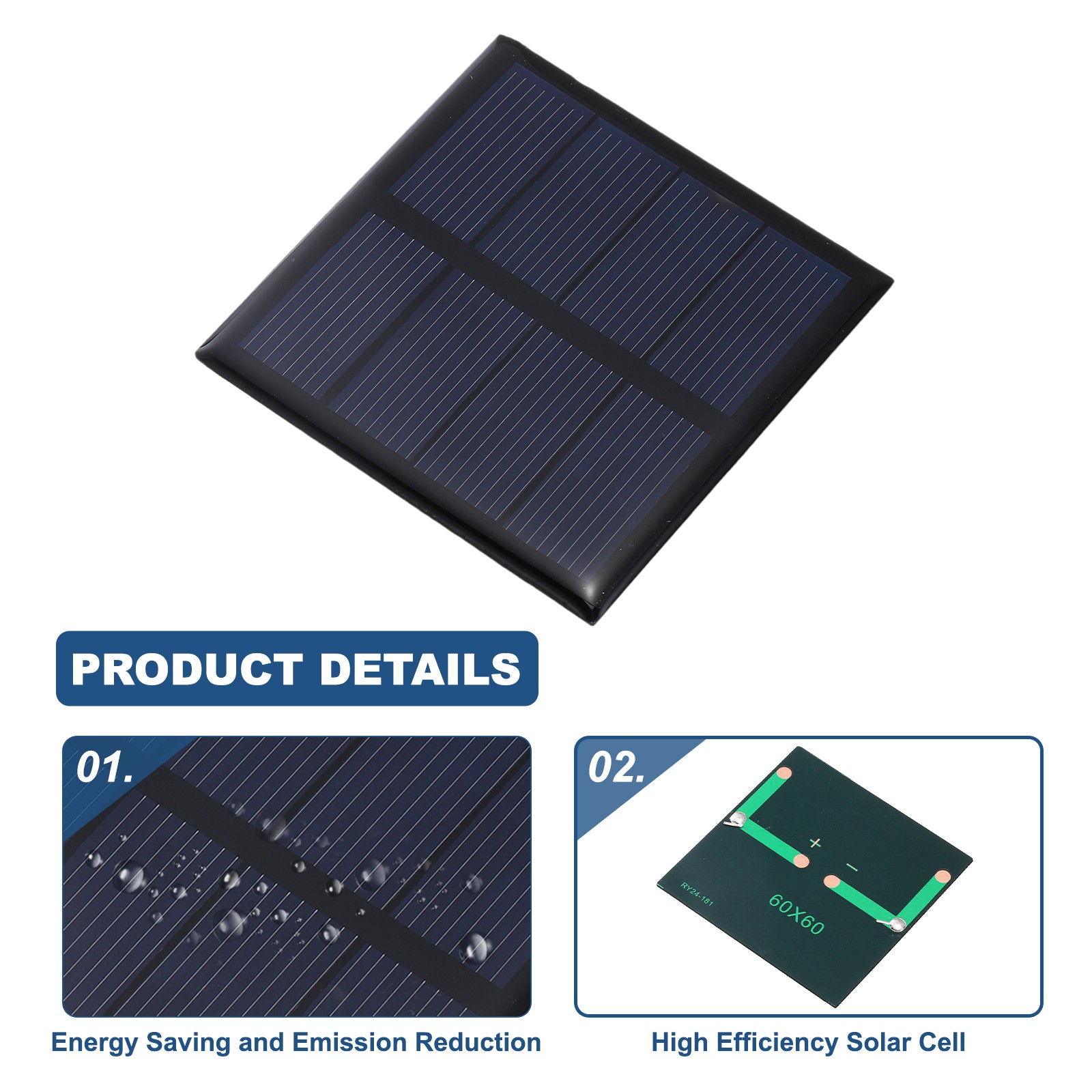 2Pcs 2V 0.32W 160mA Mini Solar Panels, Solar Photovoltaic Power Cells