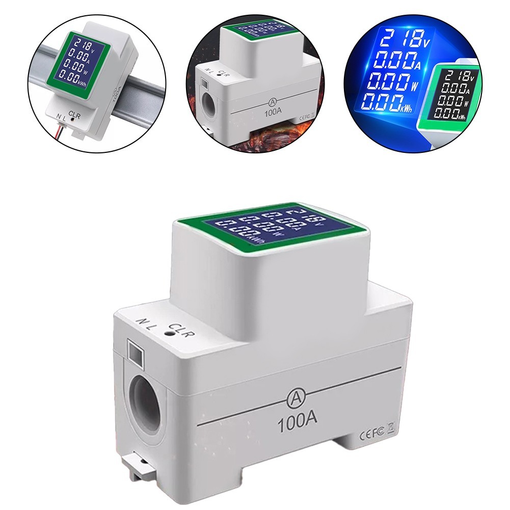 High Contrast Digital Voltmeter AC 50V300V for Easy Reading on Din Rail