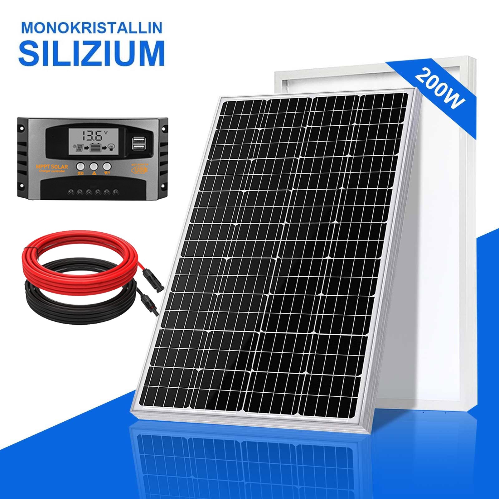 200W 12V Solar Panel Kit High Efficiency Moncrystalline Module Marine Boat Home