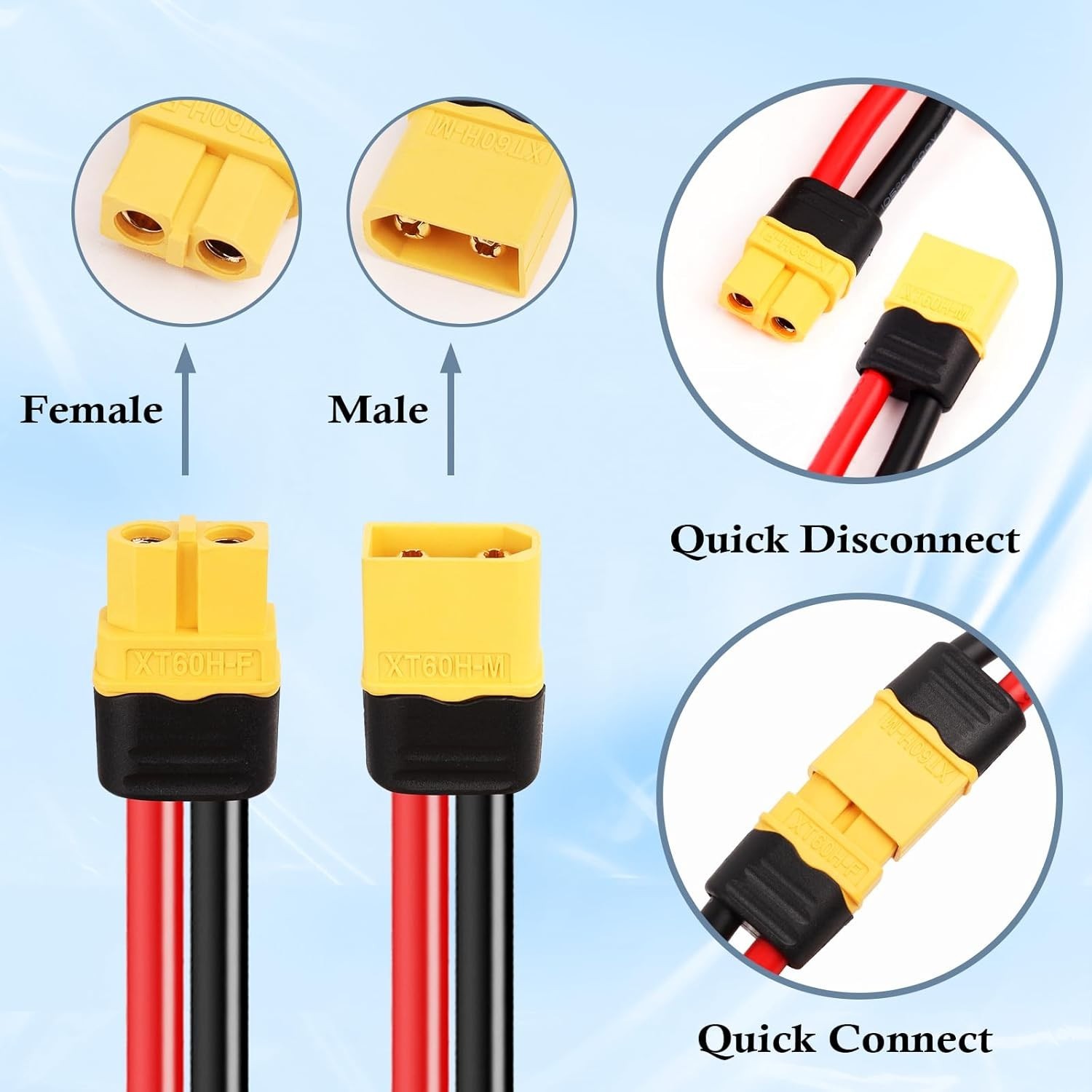 XT60 Extension Cable 10AWG 20FT XT60 to XT60 Cable with Male to Female Connec…