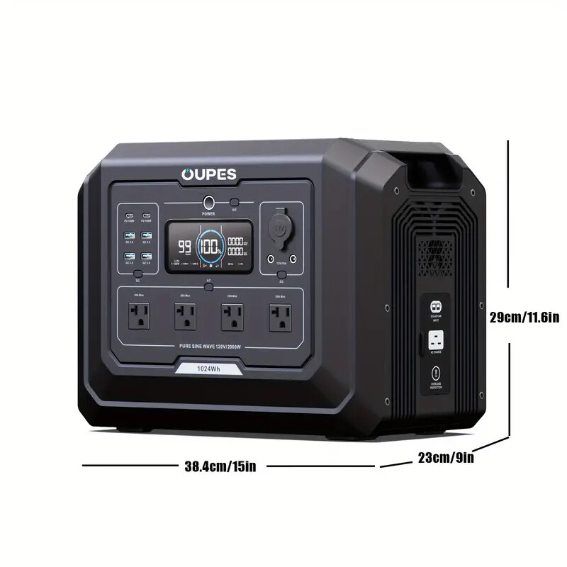 OUPES Mega 1 2000W/1024Wh Portable Power Station Solar Generator Backup Battery