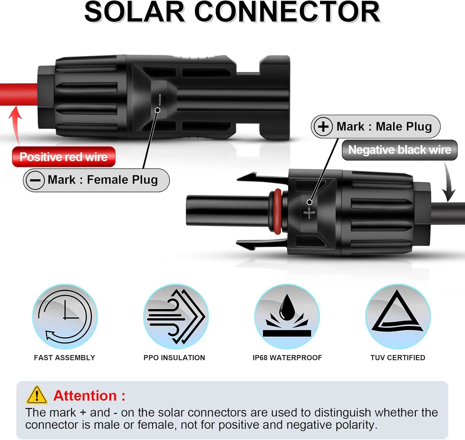 iGreely Solar Panel Extension Cable – 10 Feet 10AWG(6mm²) Solar Extension Cable