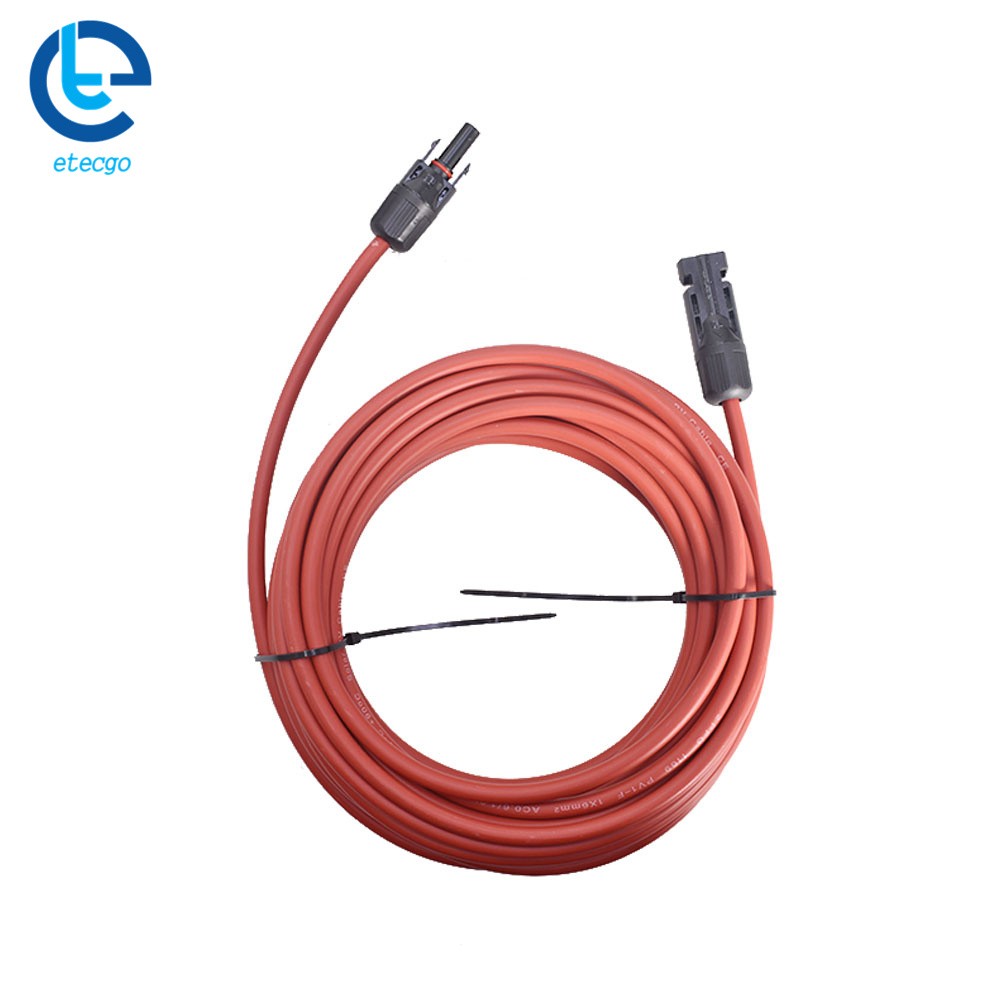 1 Pair 25 Feet 10AWG Red + Black Solar Panel Extension Cable Wire Connector