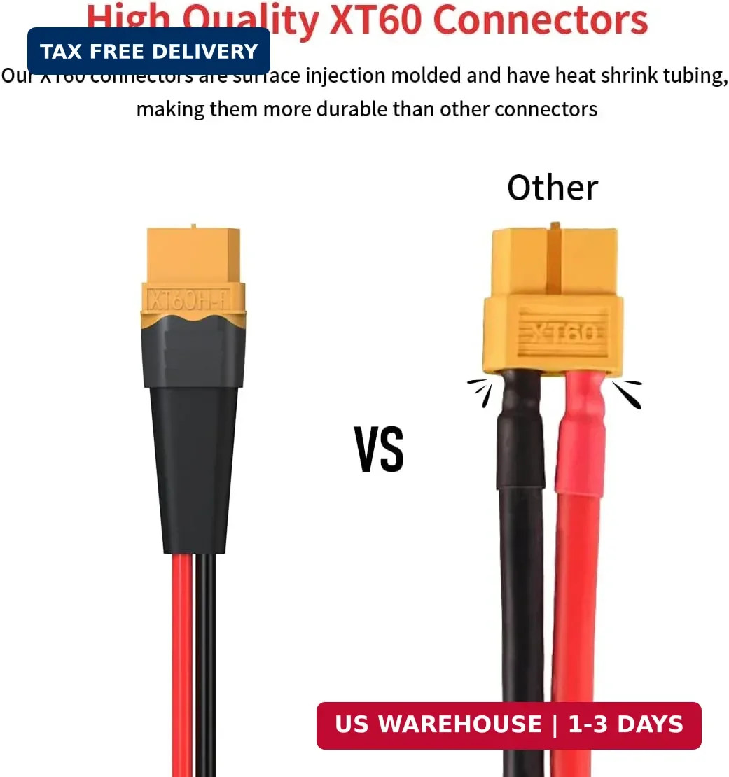 ELFCULB 10AWG 2FT XT60 Extension Cable 2 6 10 20 35 50 75 100FT XT60 Female to M