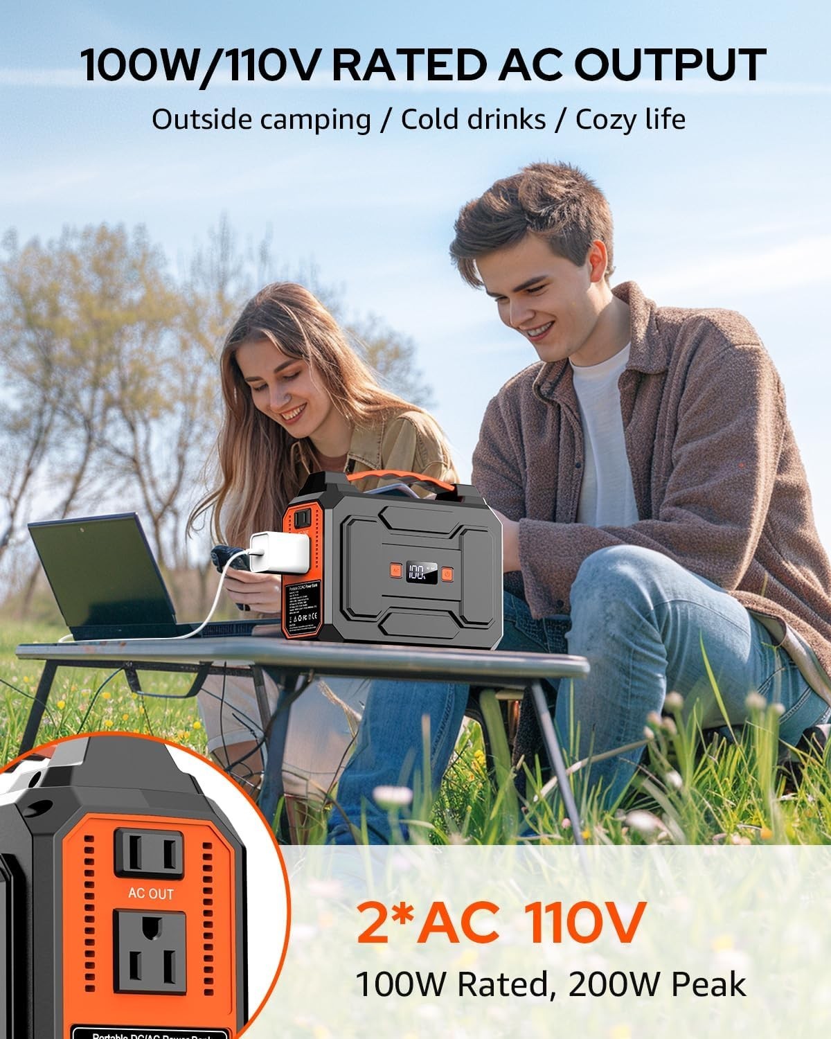 Solar Powered Generator 200W Peak 100W Rated with 146Wh Battery and 40W Solar