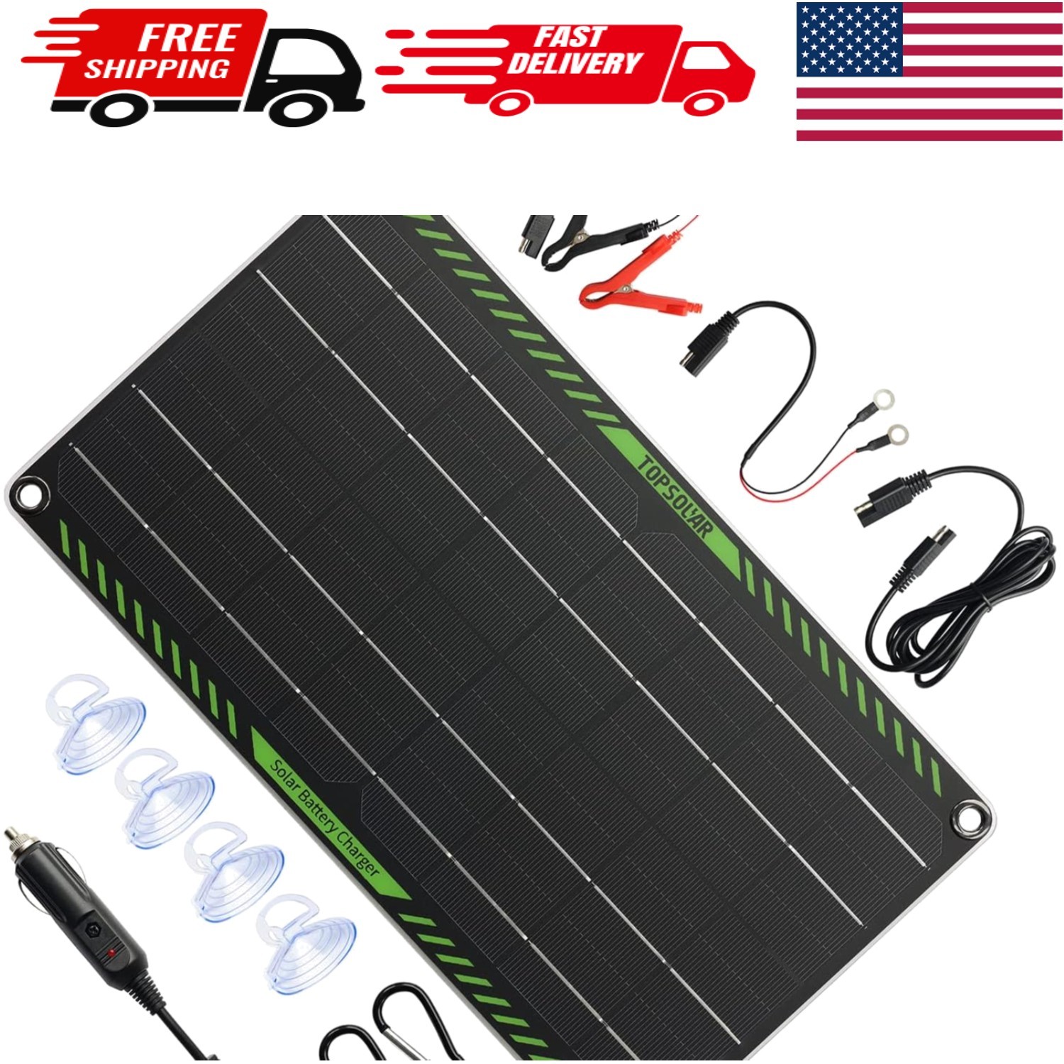 High-Efficiency 10W Solar Battery Charger for Car, RV, and Boat – Waterproof