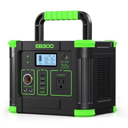 Portable Power Station 330W, 288.6Wh Lithium Battery, 60W Fast Charging, Green