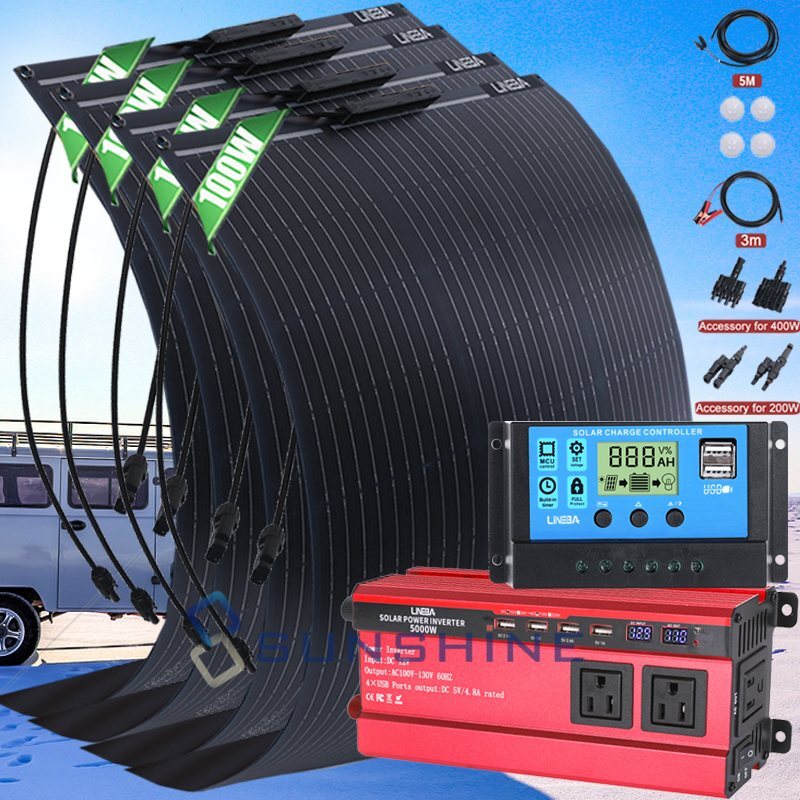 4000W Complete Solar Power Generator 400W Solar Panel Kit Home 110V Grid System