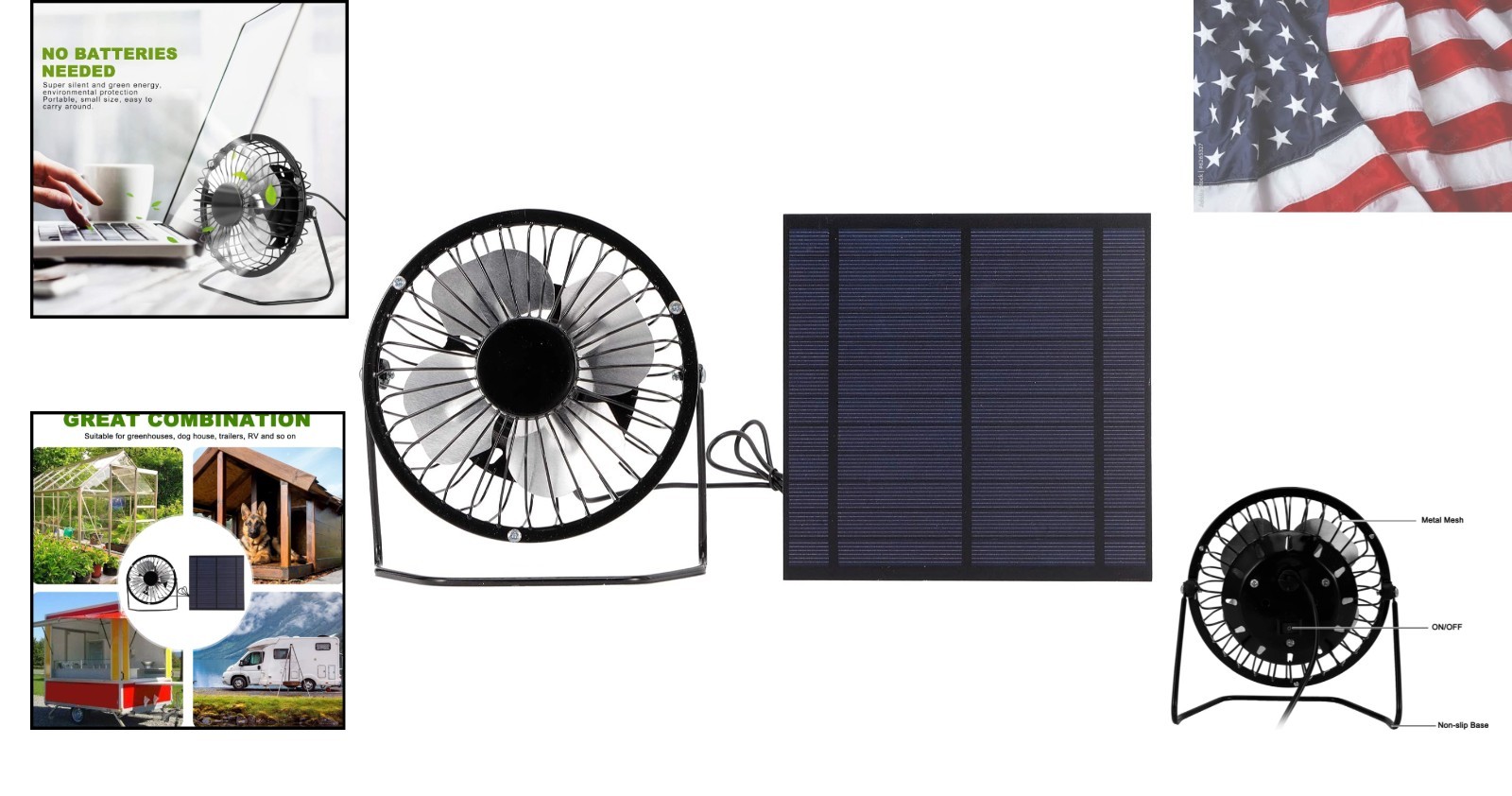 5W Portable USB Solar Panel & Cooling Fan Set for Eco-Friendly Camping
