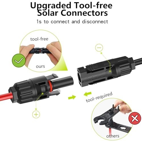 Solar Connector 10AWG 1 to 2 Y Branch Parallel Adapter Tool-Free IP68 Waterproof