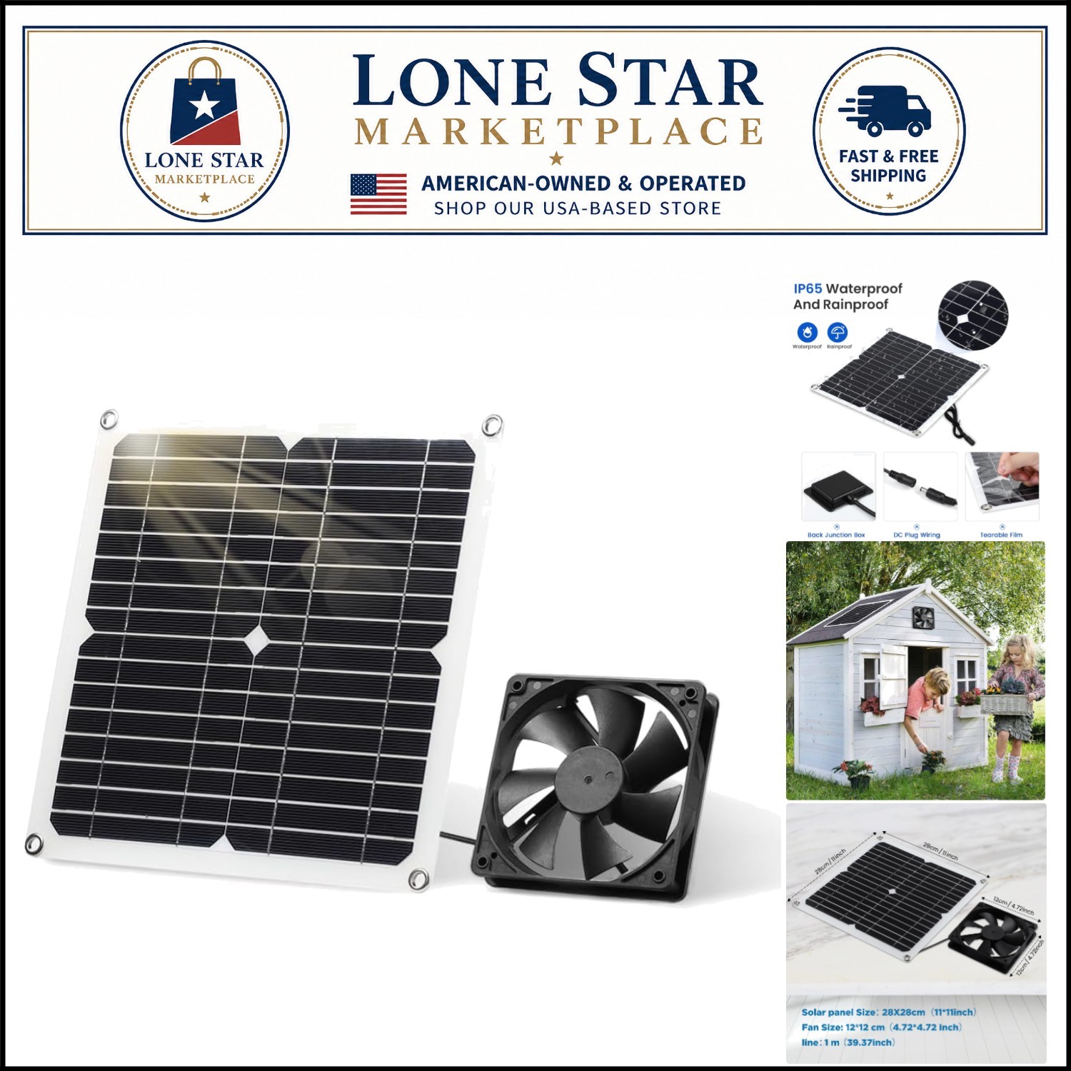 12W Weatherproof Solar Panel Fan Kit for Efficient Ventilation in Small Spaces