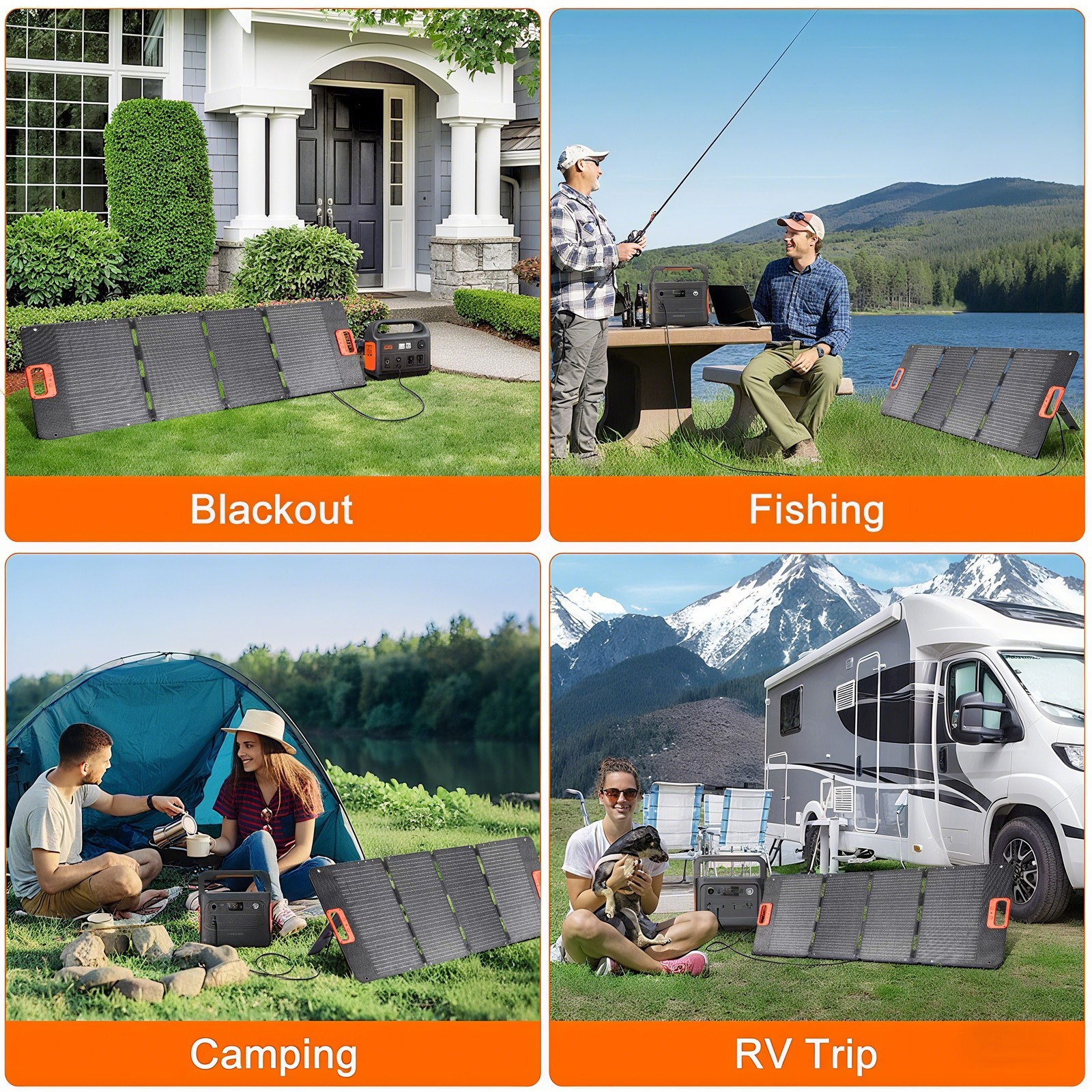 100W Solar Charger Portable 4-fold Solar Panel with Kickstand for Power Station