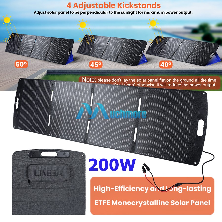 200W Foldable ETFE Solar Panel High Efficiency with DC USB Outputs for RV Camper