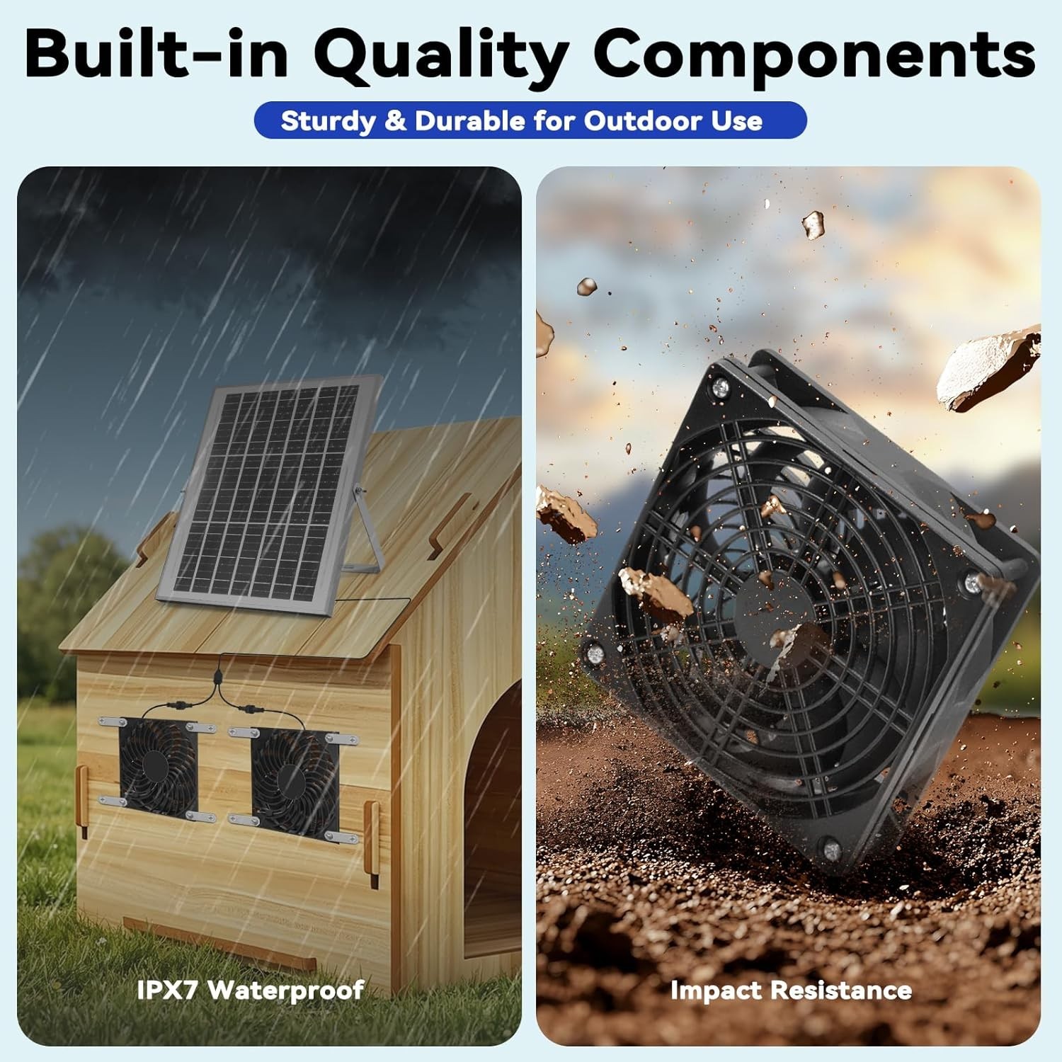 Versatile Solar Powered Dual Fan Kit for Outdoor Spaces – Easy to Install
