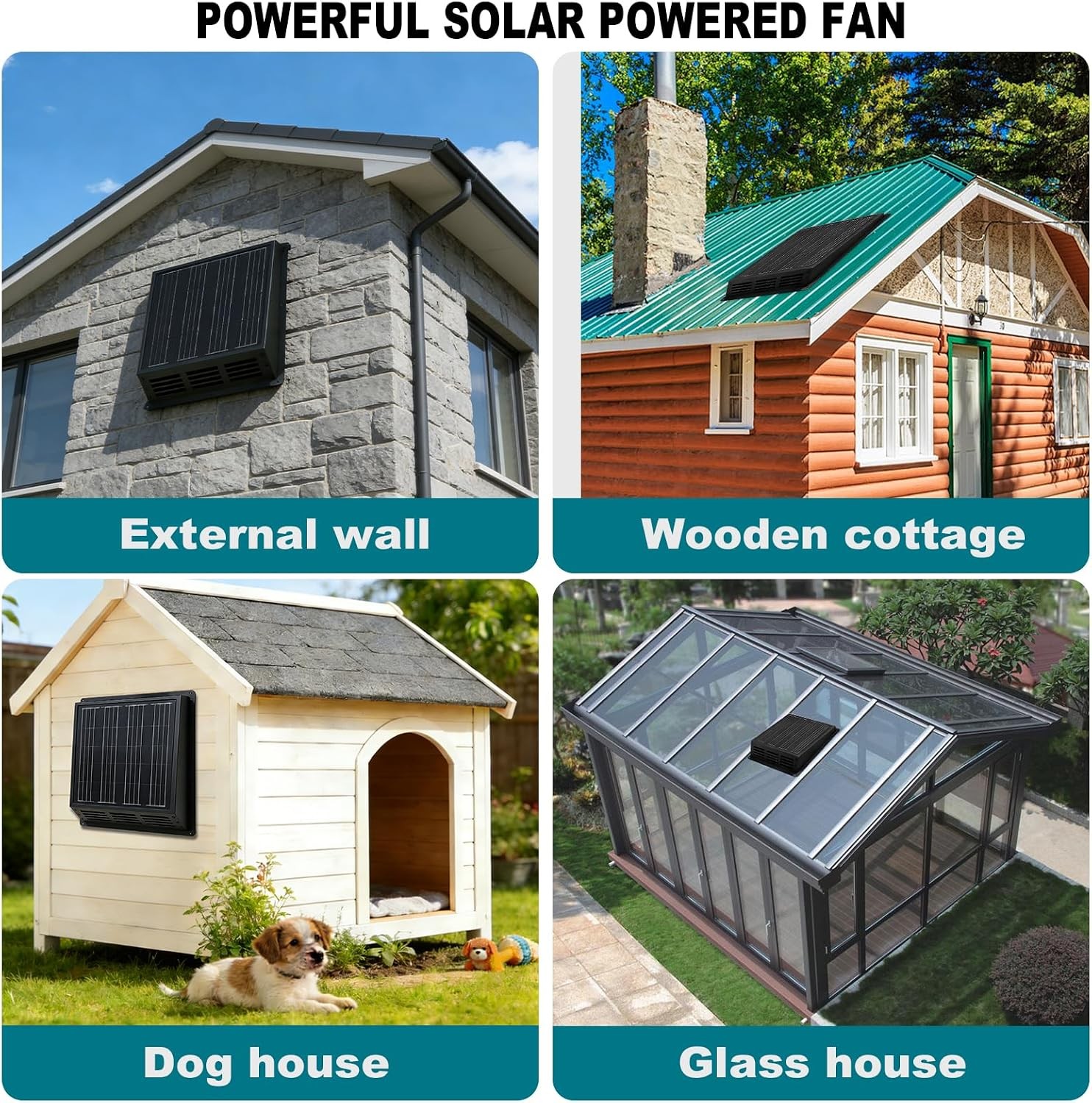 25W Solar Exhaust Fan 2500 RPM High-Speed Exhaust Fan W/ 12V Monocrystalline