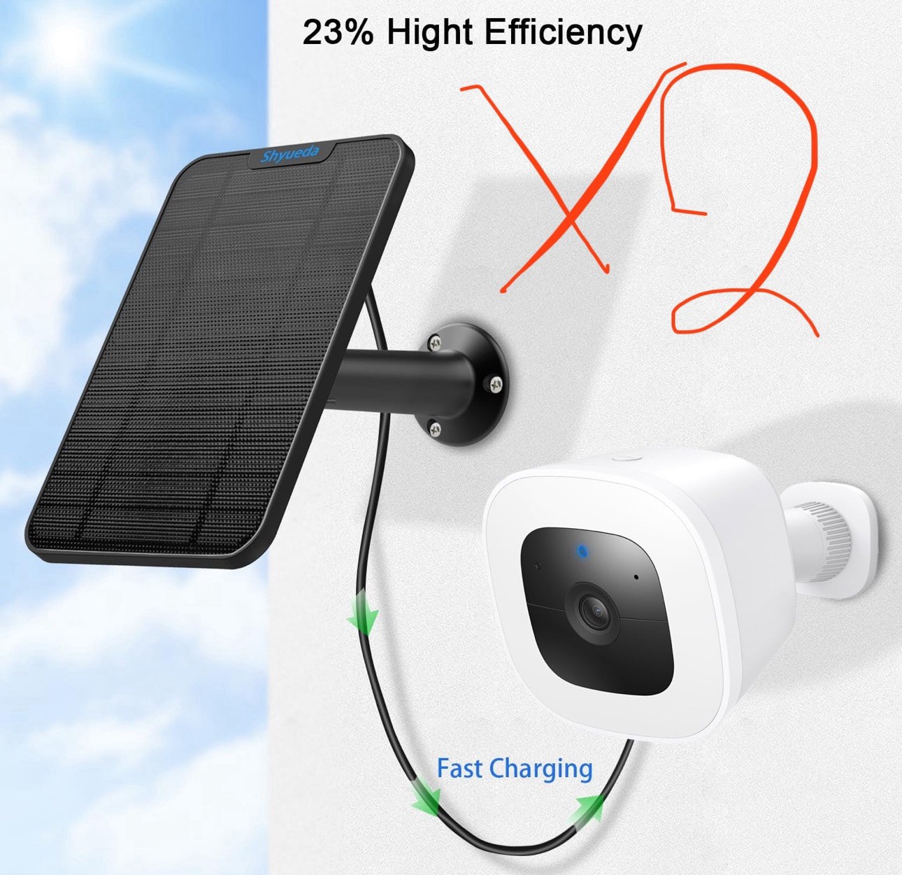 2 pack Solar Panel 9.8ft for Eufy Eufycam Cam E/2C/E/2 Pro Wall Mount w/USB RV