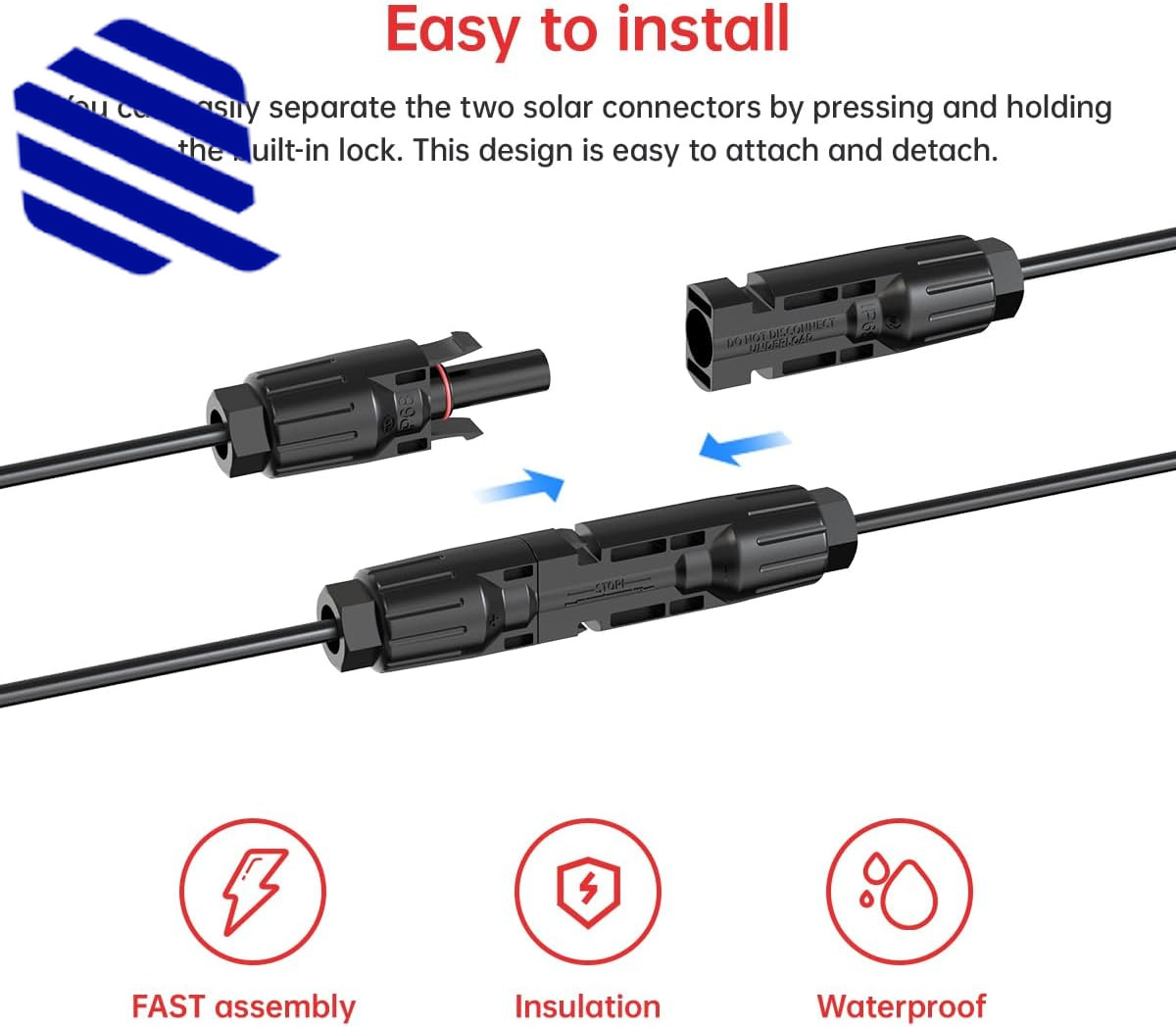 10AWG 2FT Solar to XT60i Cable 2 10 25 35 50 75 100FT Solar Connector NEW USA