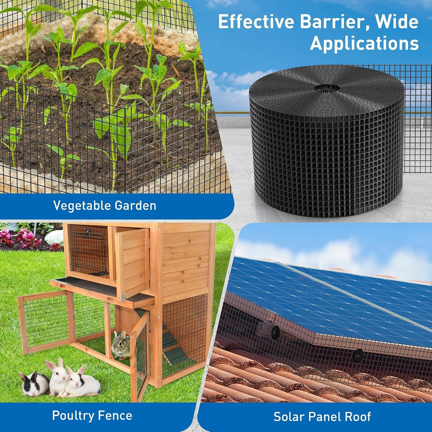 Versatile 6inch x 50ft Removable PVC Bird and Critter Netting for Solar Panels