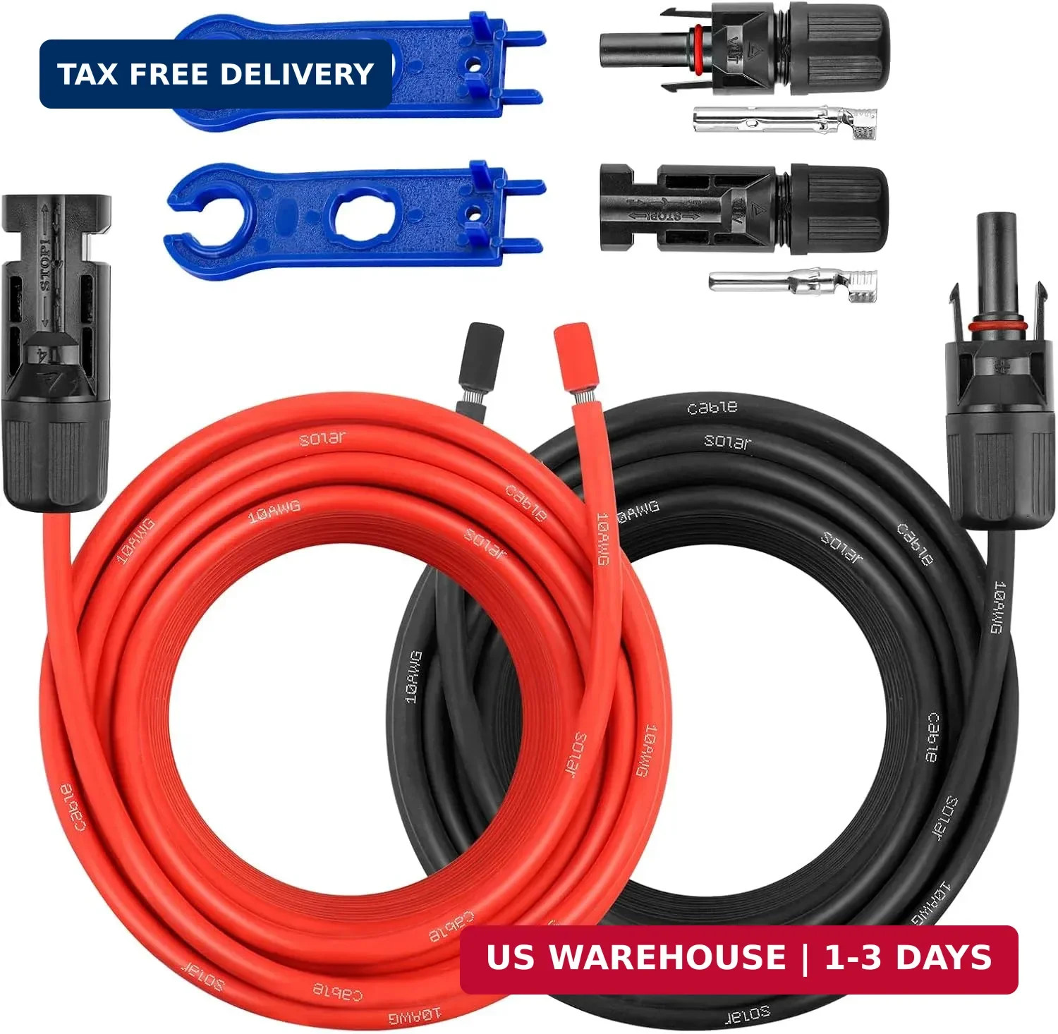 10AWG Solar Extension Panel Cable – 50FT Solar Wire with Waterproof Female and M