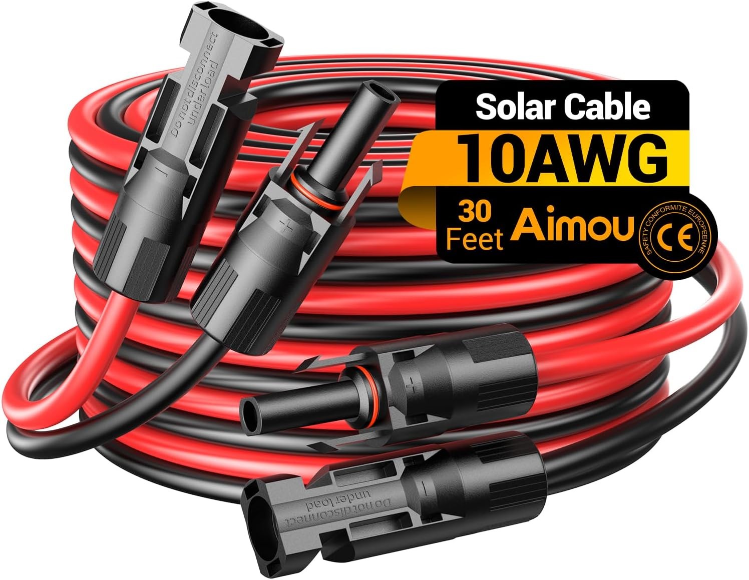 30FT 10AWG Solar Extension Cable, 10 Gauge Solar Panel Wire with Female and Male