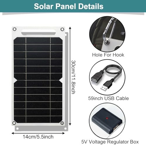 Mini 5V 6W USB Solar Panel, Portable 5 Volt 6 Watt High With USB Cable