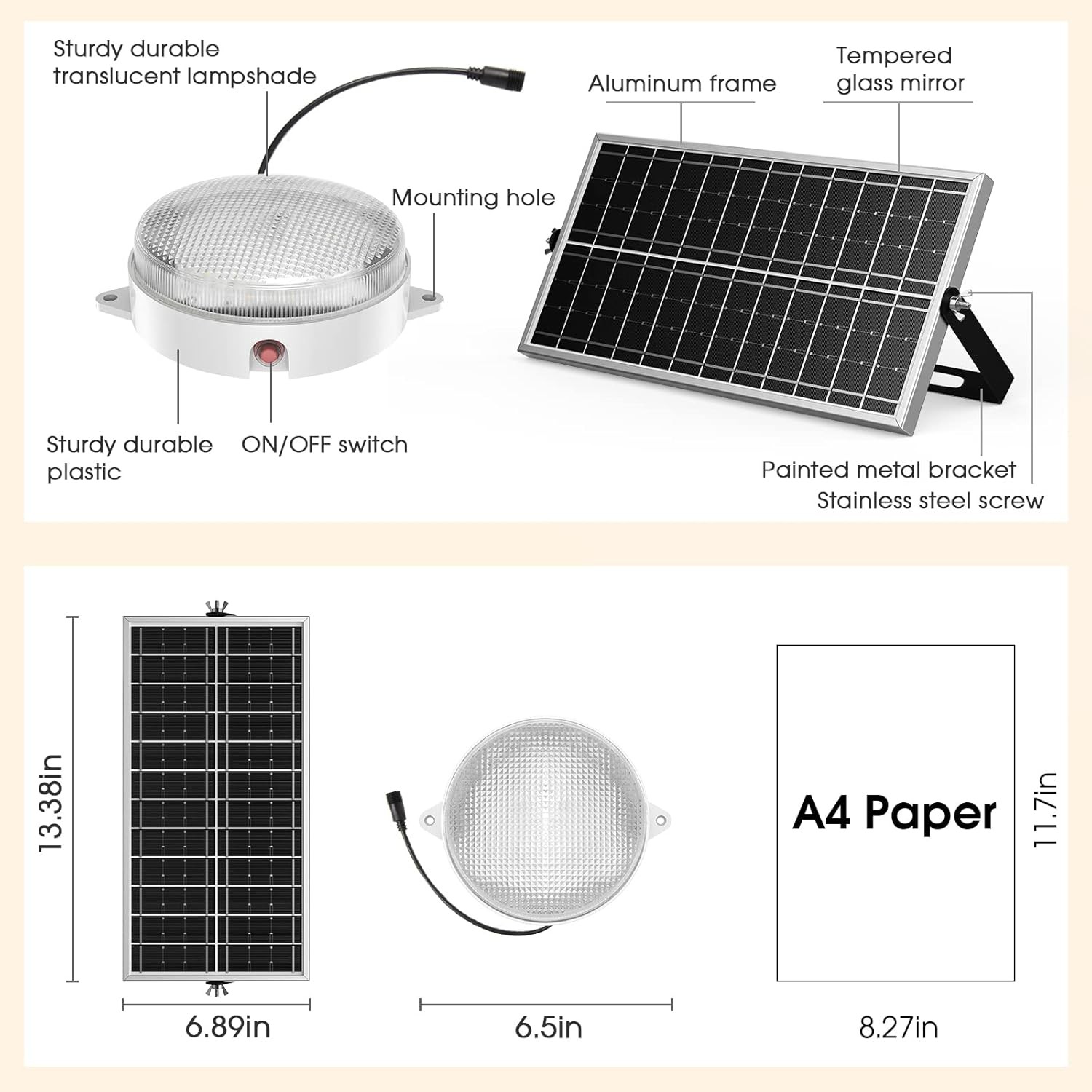 2-Pack Solar Ceiling Lights, 120LED Indoor/Outdoor Shed Lights with Remote