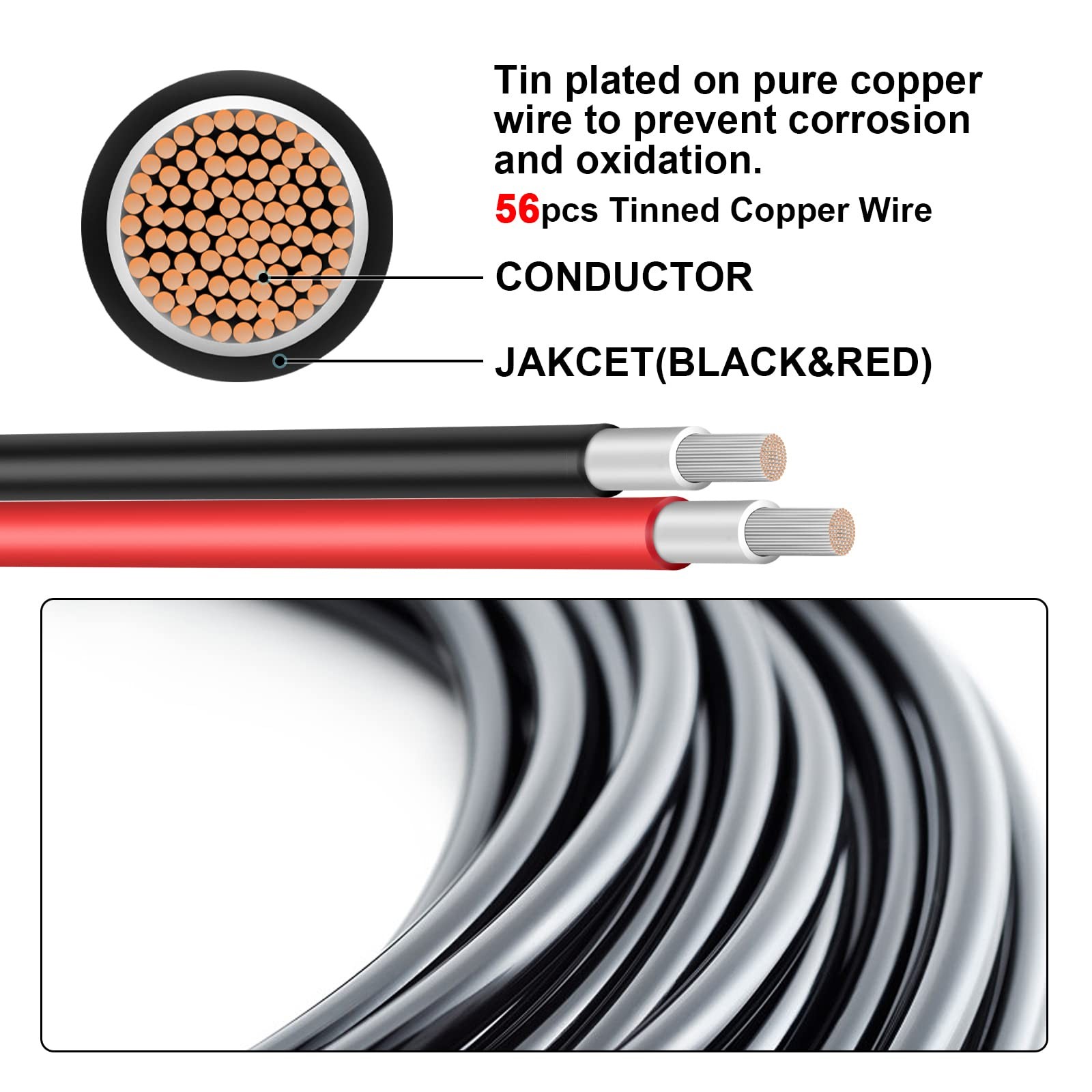 20FT 12AWG Solar Panel Extension Cable with Female and Male Connectors, Solar…