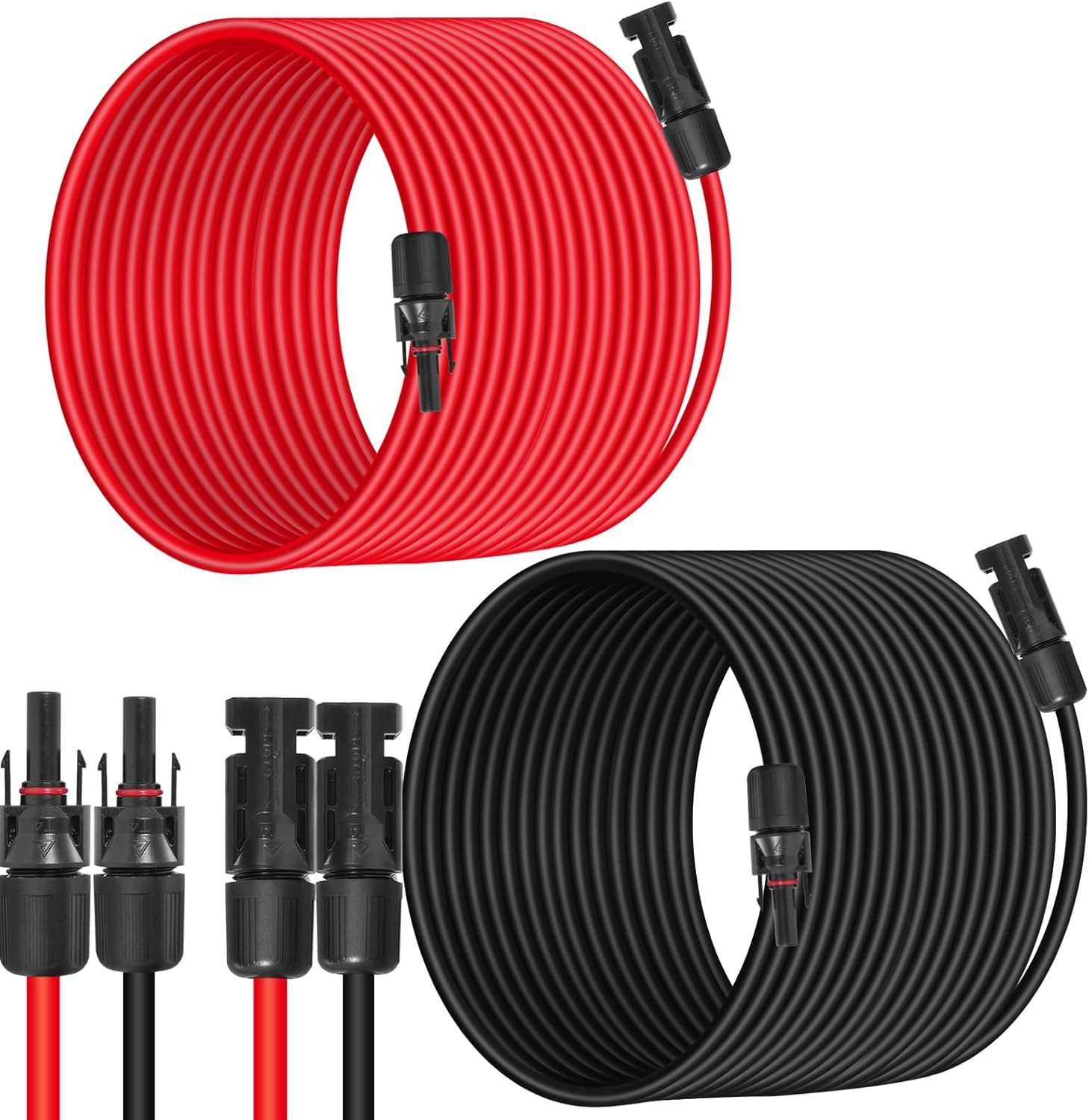 10AWG (6Mm²) Solar Panel Extension Cable 100FT – Black & Red, Heavy Duty, Weathe