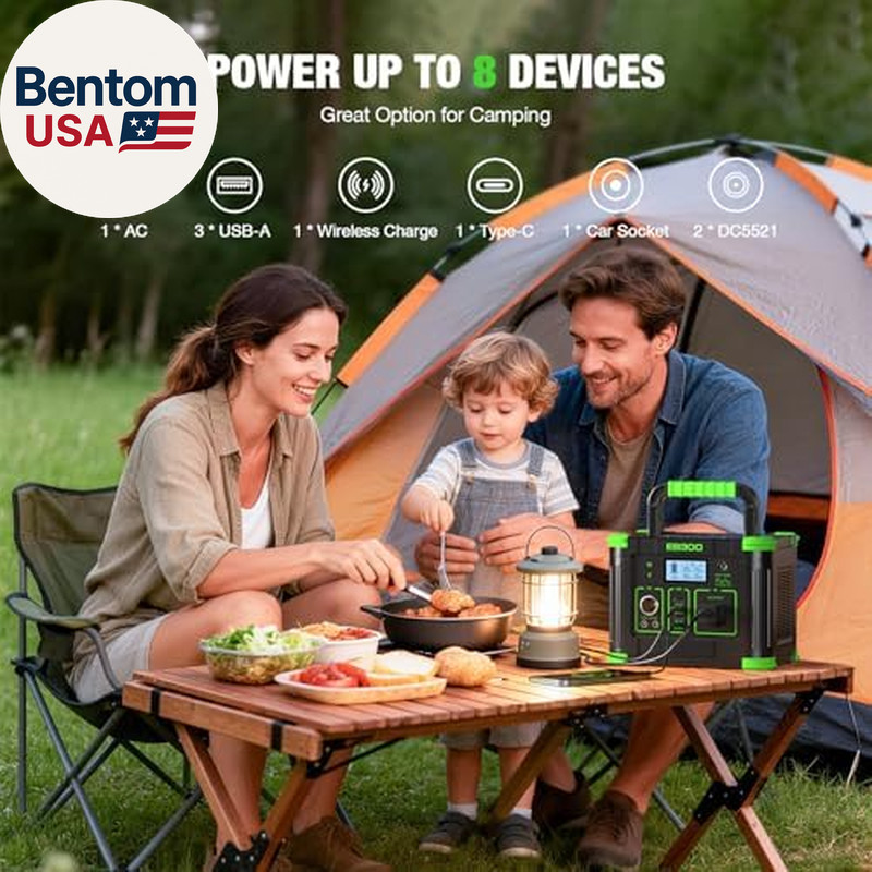 300W Portable Power Station 288Wh Solar Generator with USBC PD 60W, 110V Outlet
