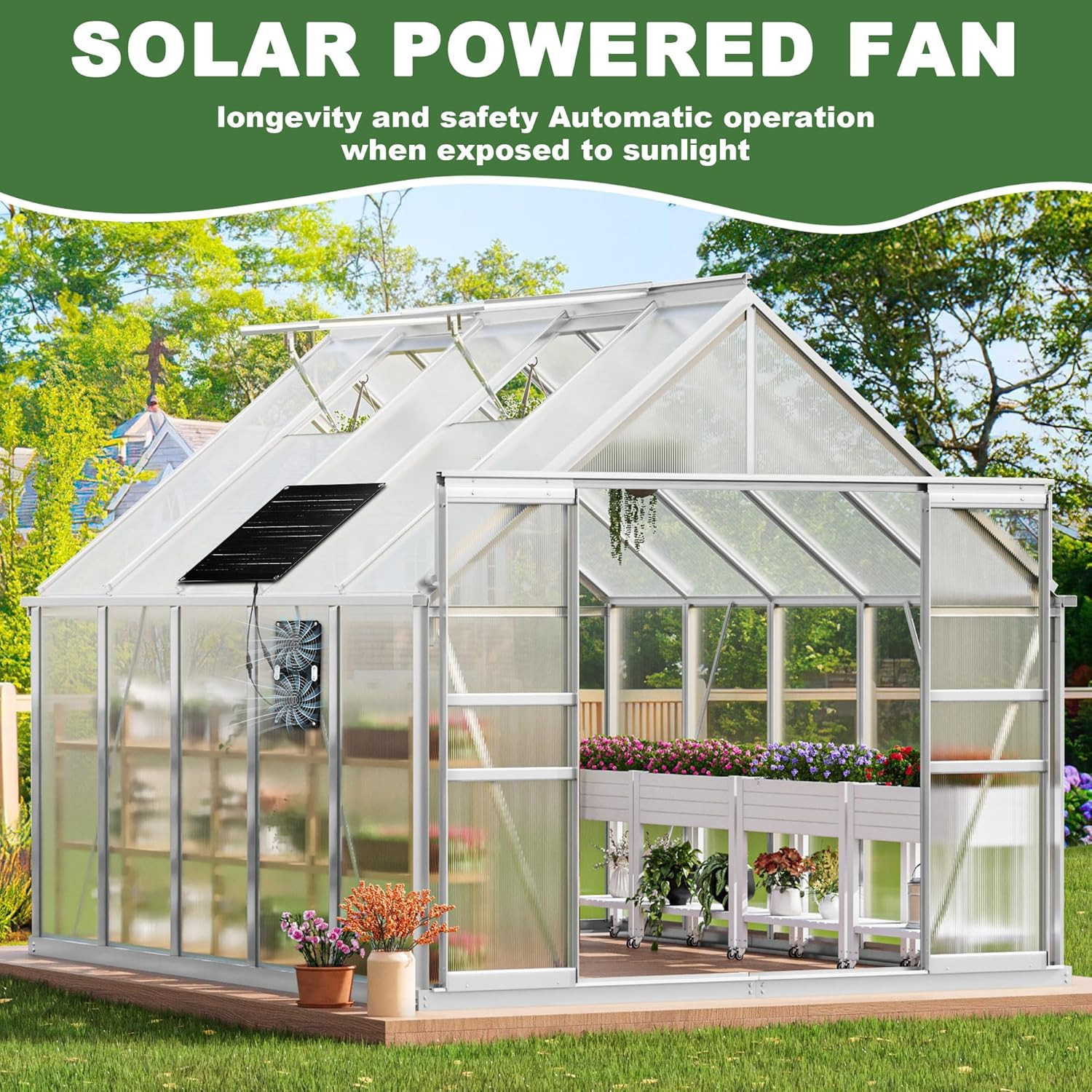 Solar Fan, 30W Solar Powered Fan, Solar Panel Fan Kit, IPX7 Waterproof Fans Exha
