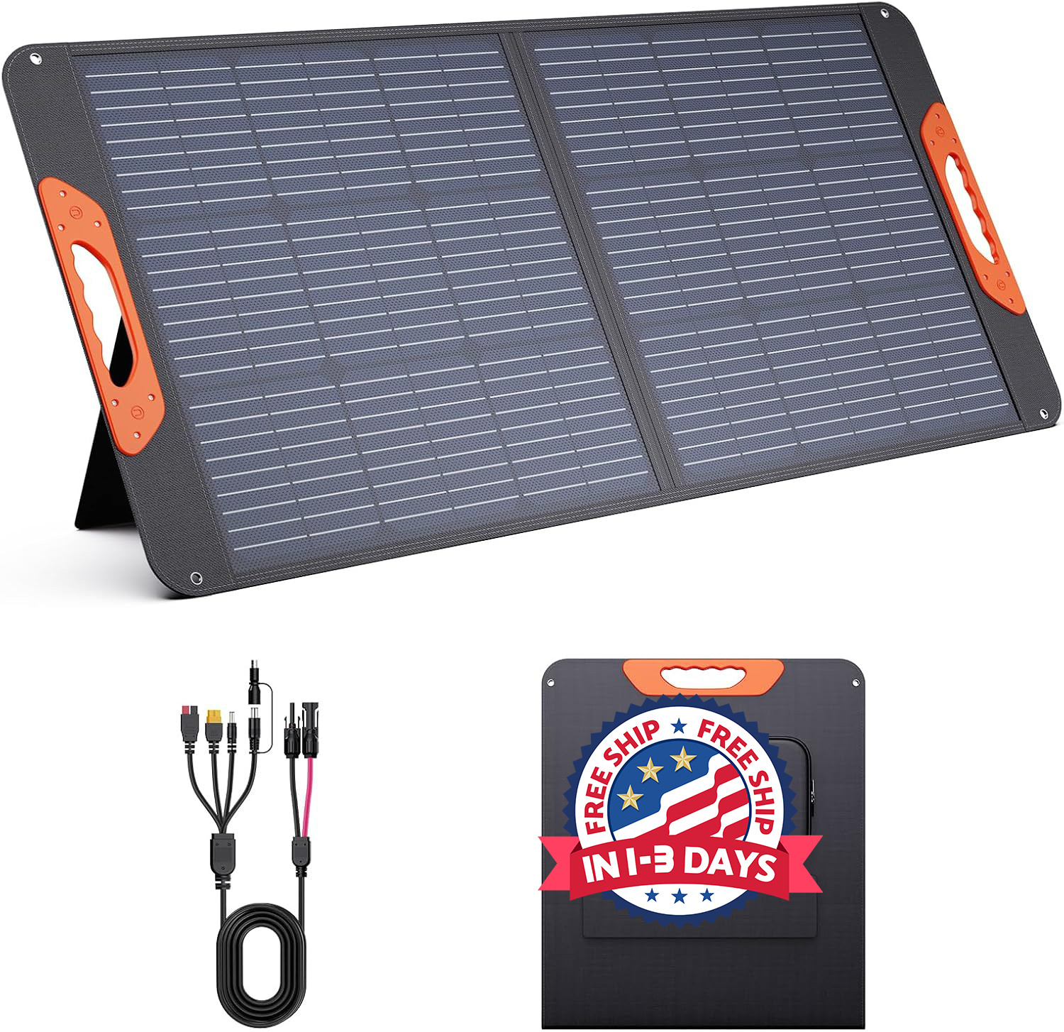Panel solar portátil de 100W con cable 5 en 1 para Jackery 300/500/V2 y Anker So