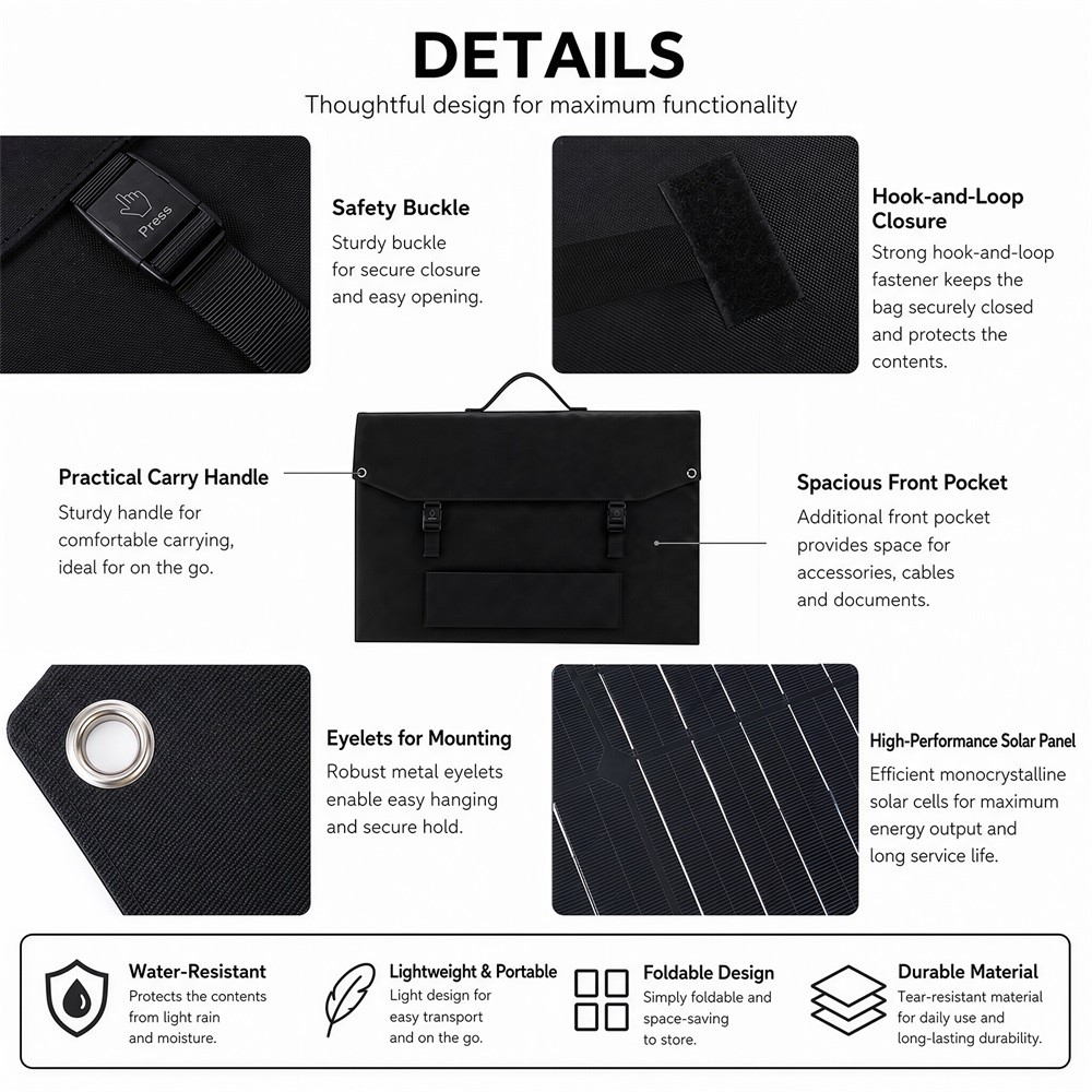 200W Portable Folding Solar Panel Charger Power Station IPX4 for RV Camping Home