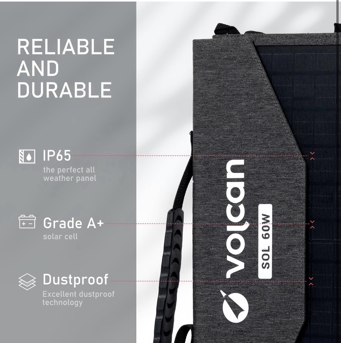 Volcan Sol 60 60W Monocrystalline Foldable Portable Solar Panel