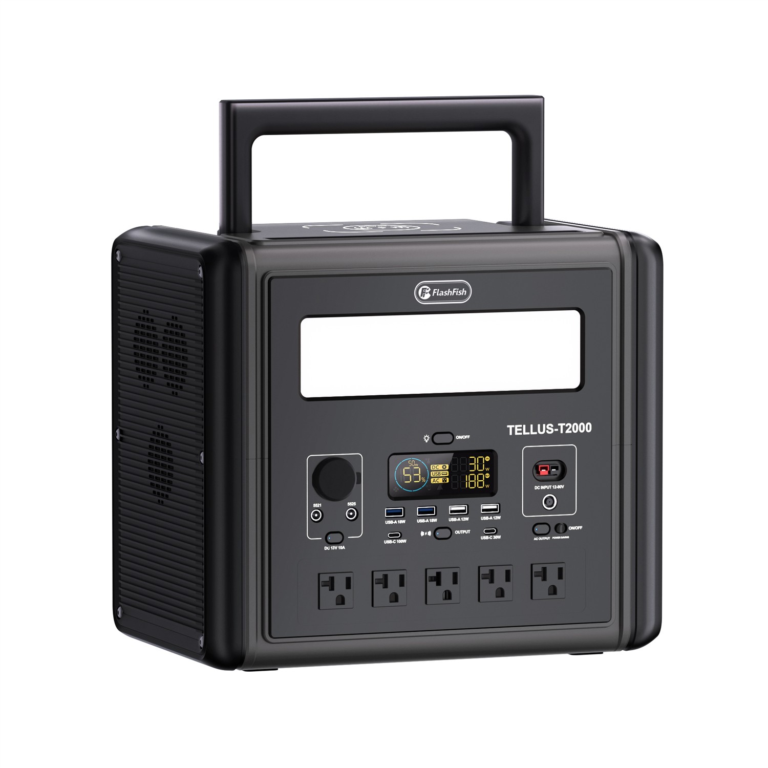 Flashfish T2000 Portable Power Station 1536Wh 2000W LiFePO4 Battery For Off-grid