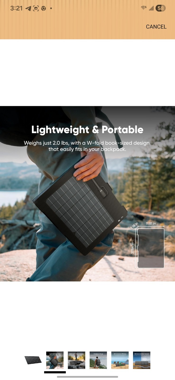 Jackery SolarSaga 40 Mini Solar Panel JS-40A
