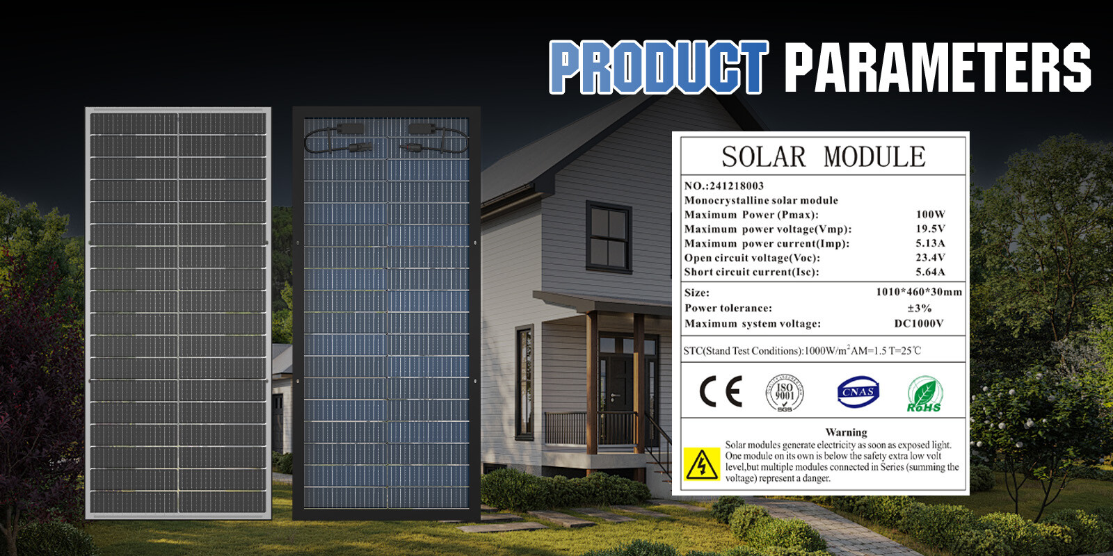 RVPOZWER 100W 200W 300W 400W 500W 1000W Bifacial Solar Panel 12V Mono Home Power